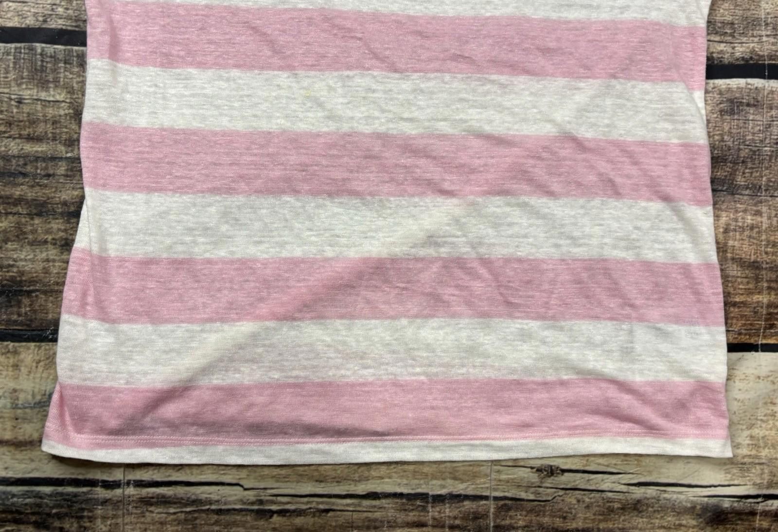 J.Crew J Crew Linen Tee Womens Small Top Pink White Striped Cuffed Size S / US 4 / IT 40 - 5 Thumbnail