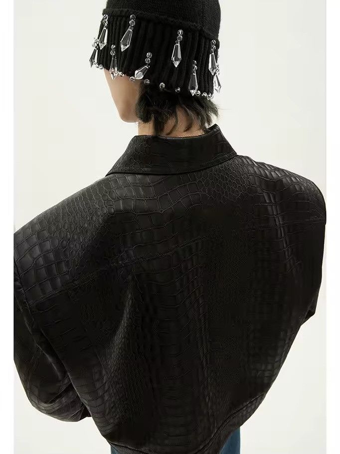 Other Short Streetwear PU Leather Crocodile Jacket Size US XL / EU 56 / 4 - 4 Thumbnail