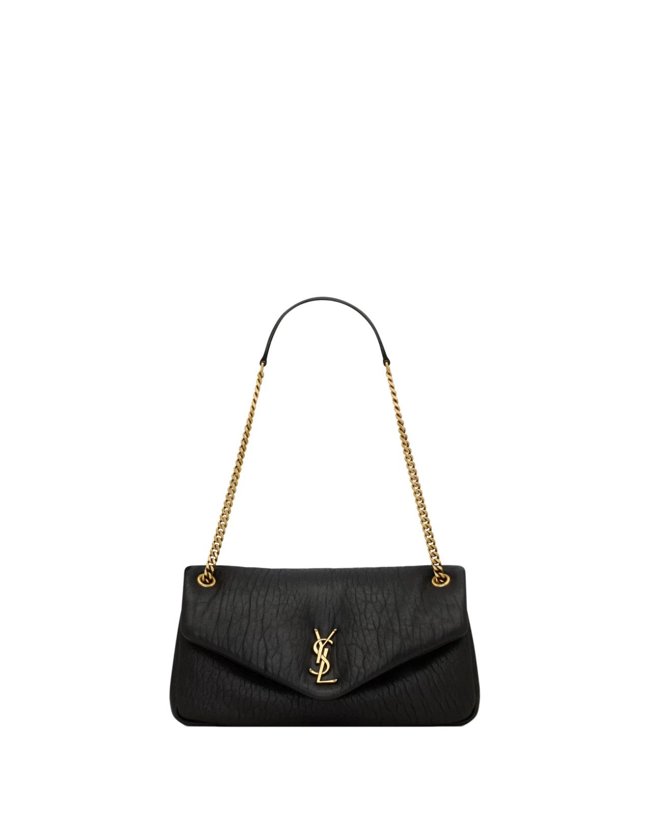 Saint Laurent Calypso Medium Black Grained Lambskin Bag