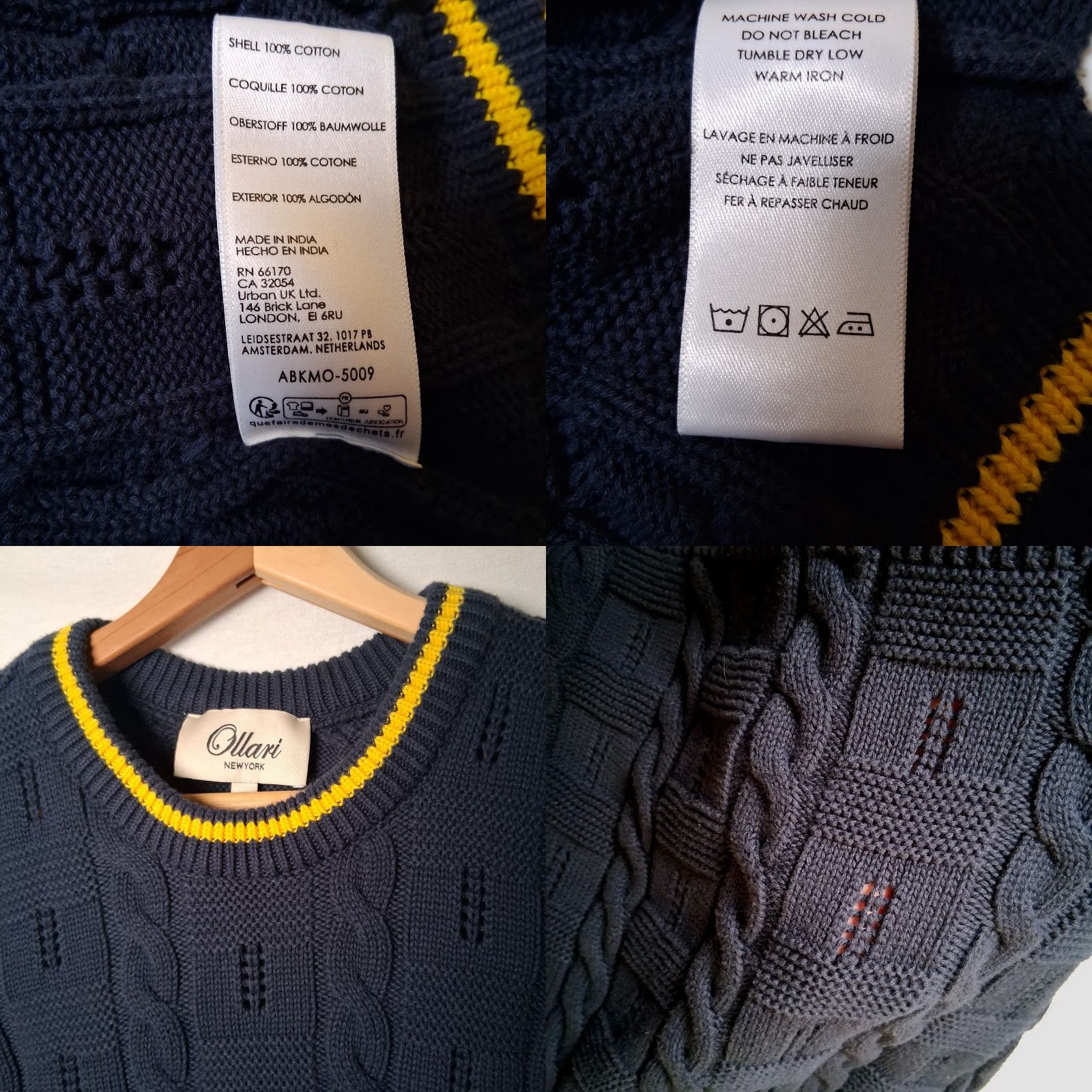 Anthropologie VINTAGE Ollari Sweater Vest Women XS Blue Gold Stripe Cable Knit Academia Size XS / US 0-2 / IT 36-38 - 8 Thumbnail