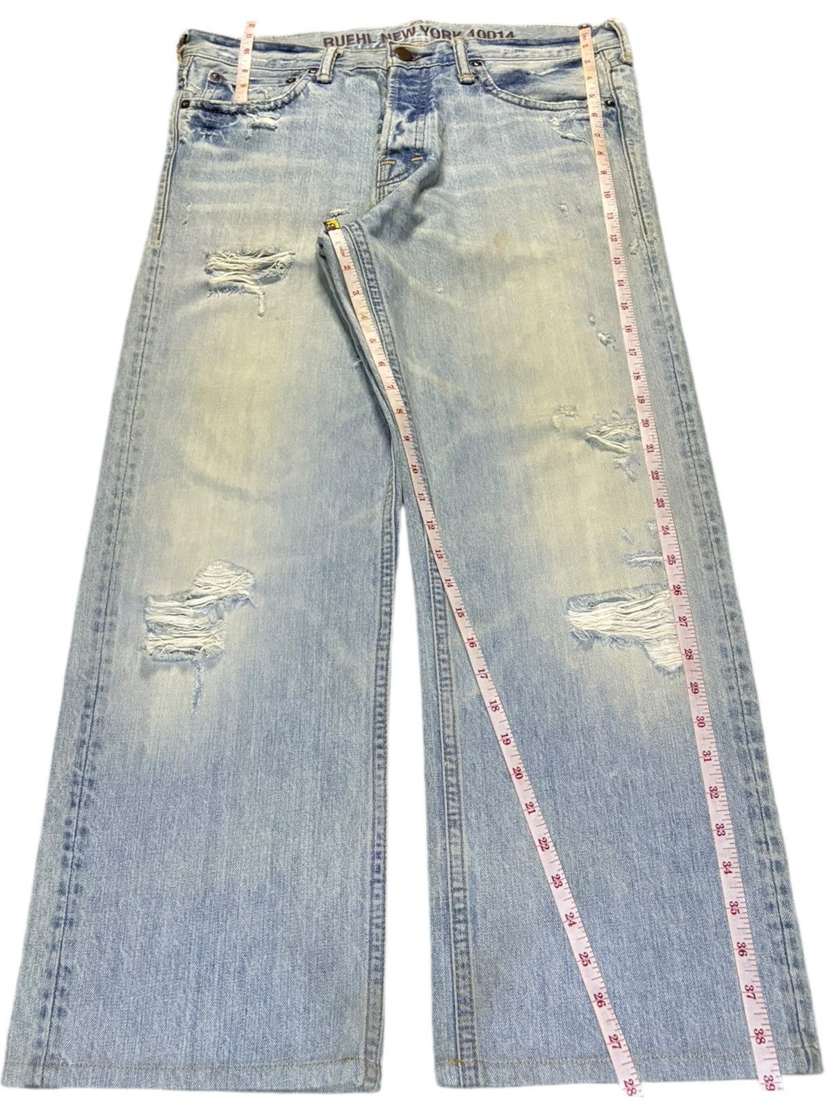 Ruehl No. 925 Vintage Ruehl Button Fly Bleached Distress Loose Baggy Jeans Size US 35 - 11 Thumbnail