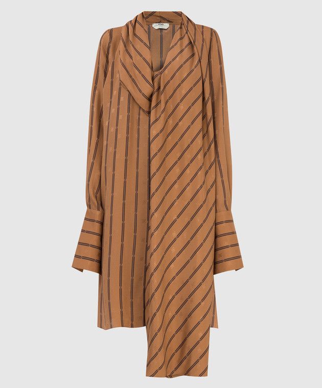 Fendi o1y0925 Striped Midi Dress in Brown/Black Size M / US 6-8 / IT 42-44 - 1 Thumbnail