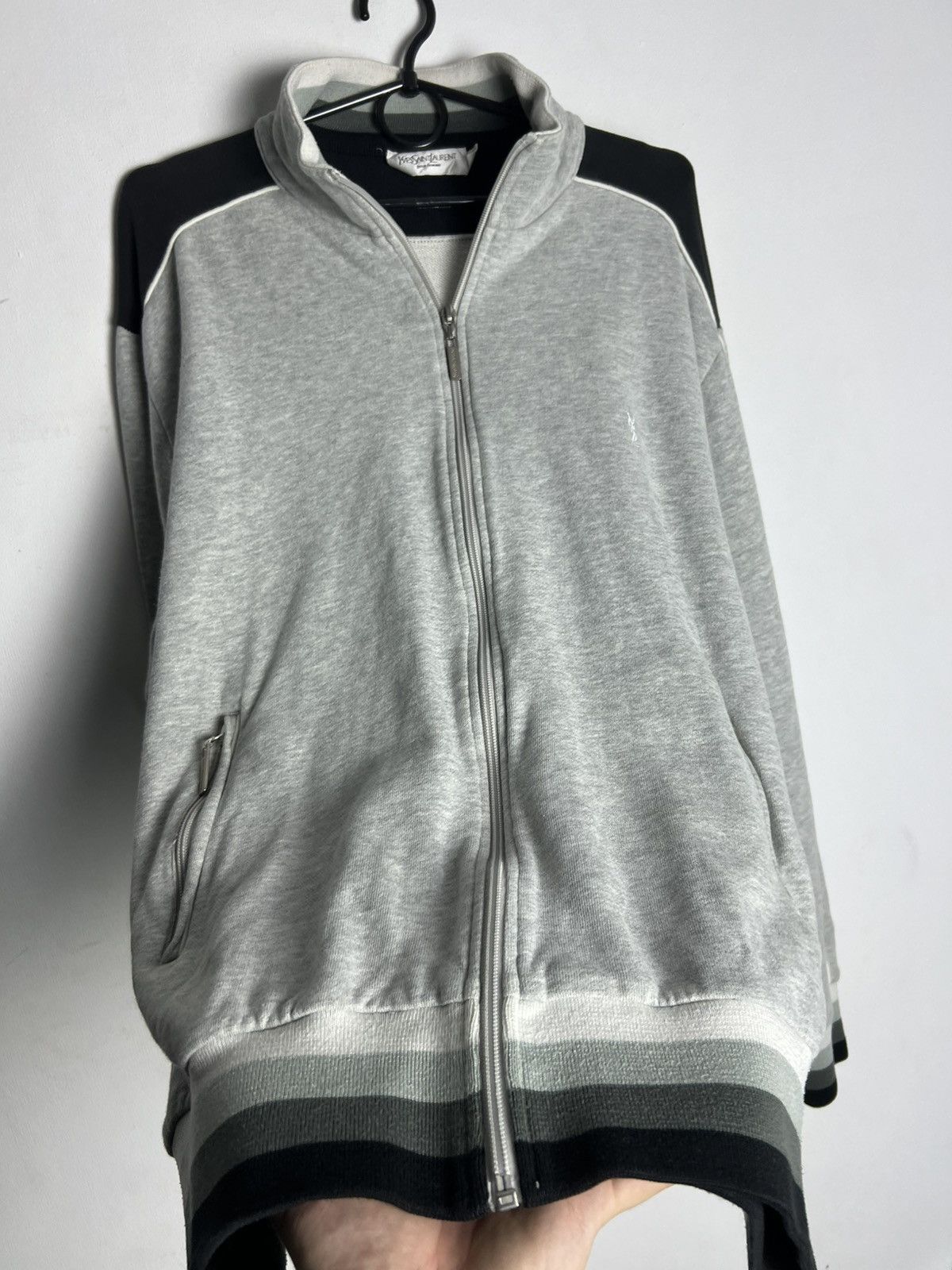 Luxury Zip Sweatshirt Yves Saint Lauren Striped Vintage Y2k
