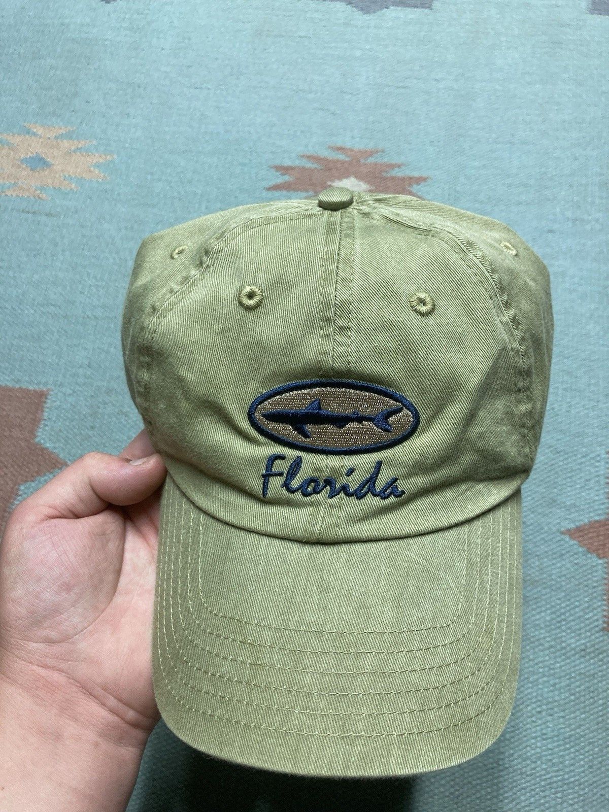 Vintage Vtg strapback hat dad florida shark fish embroidered beach Size ONE SIZE - 3 Thumbnail