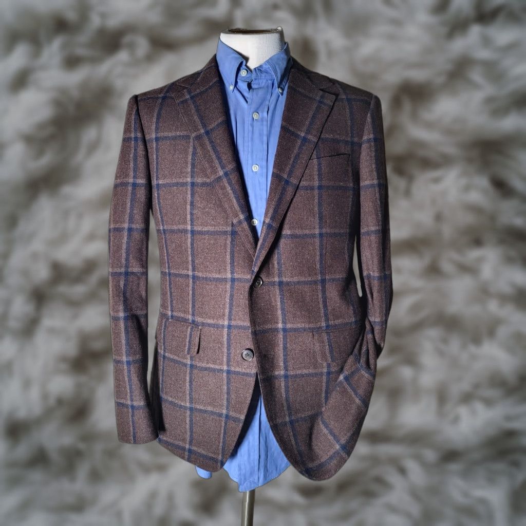 Bonobos Bonobos Sport Coat Brown Wool Tweed Plaid Slim 40R Regular Notch Lapel Single-Breasted Two-Button Jacket Men Size US XXS / EU 40 - 1 Thumbnail