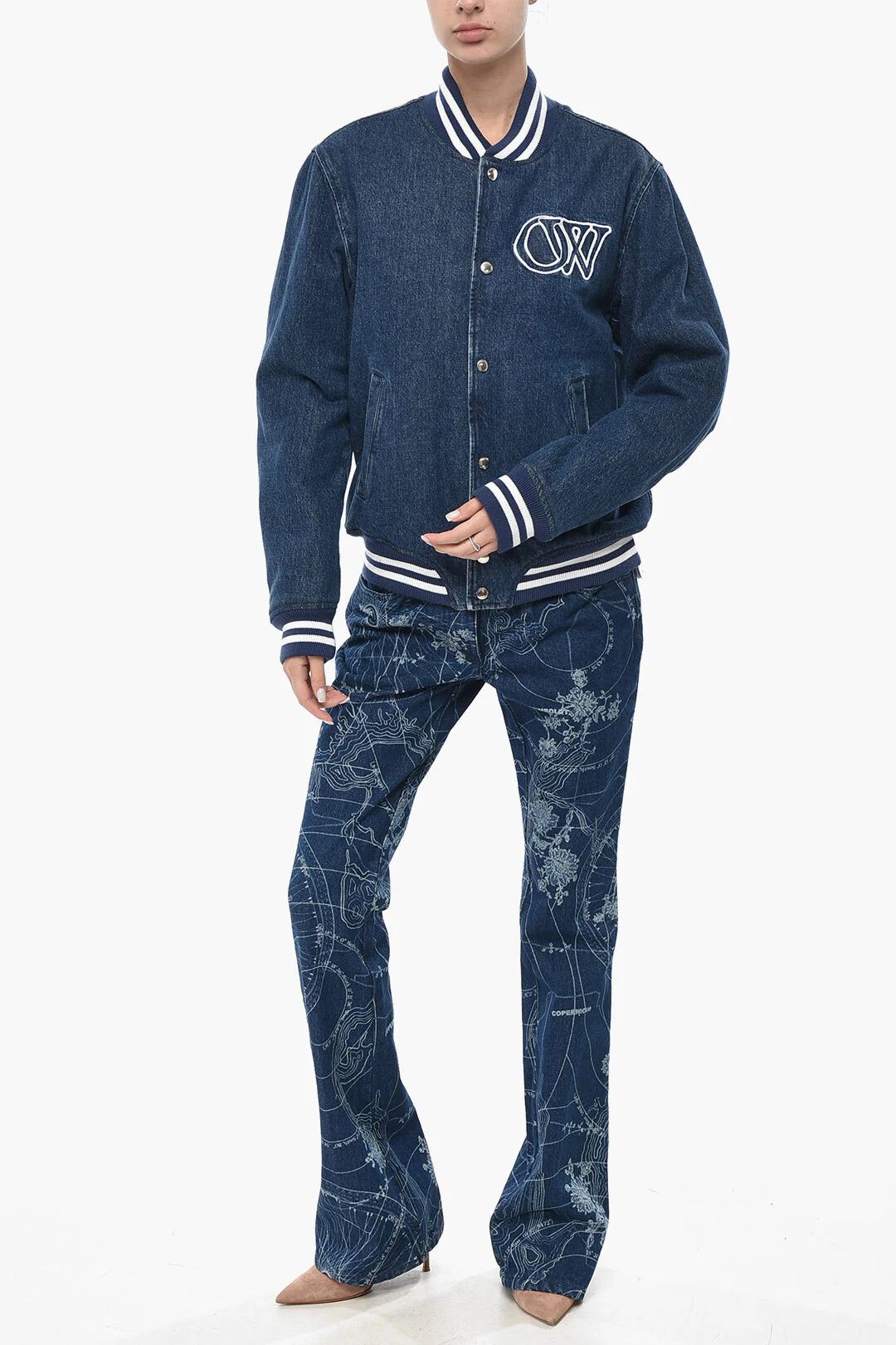 Off-White og1mm0426 Denim Bomber Jacket in Blue Size XS / US 0-2 / IT 36-38 - 4 Thumbnail