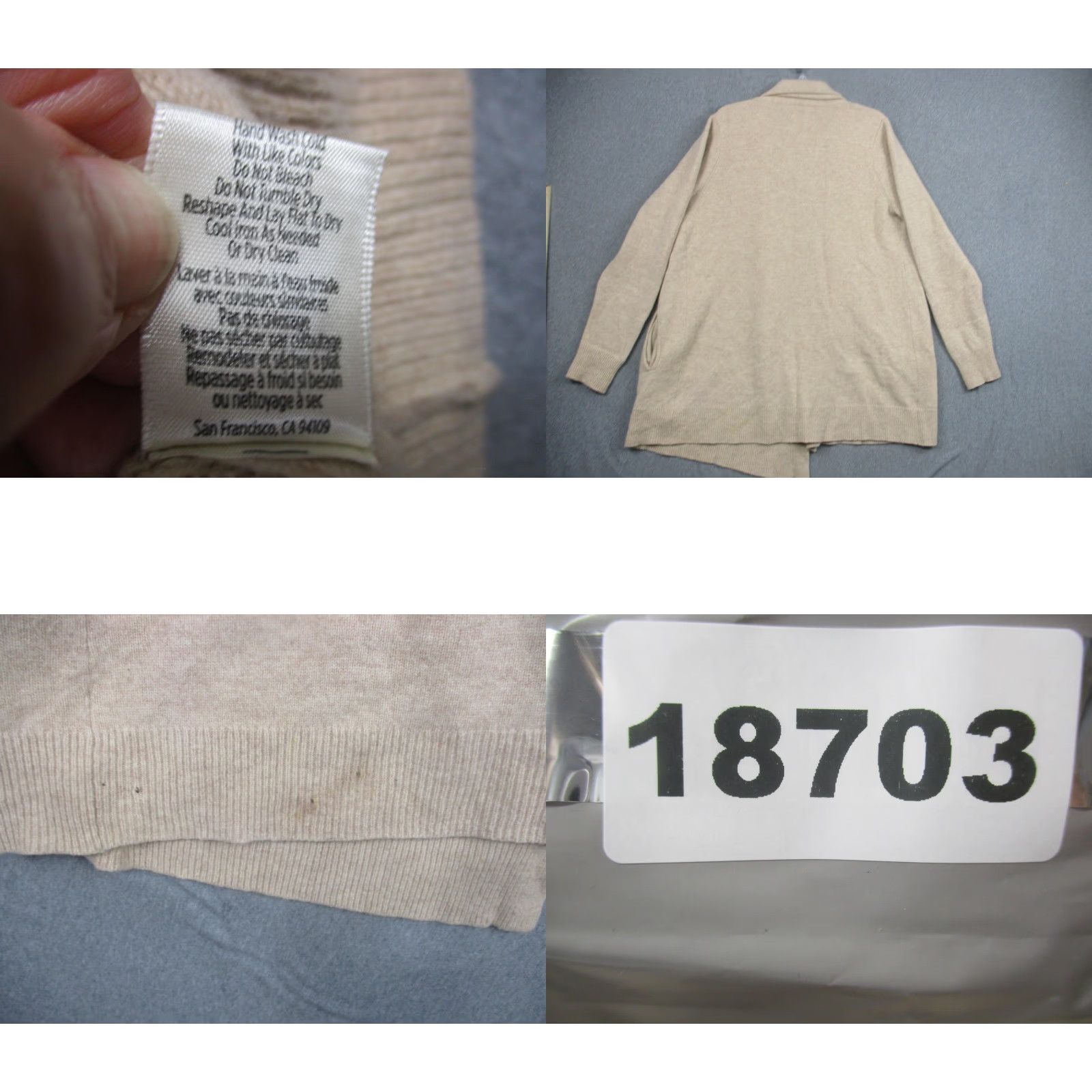 Vintage Mark And Graham Cardigan Womens Large Beige Knit Lambswool Open Front Pockets Size L / US 10 / IT 46 - 8 Thumbnail