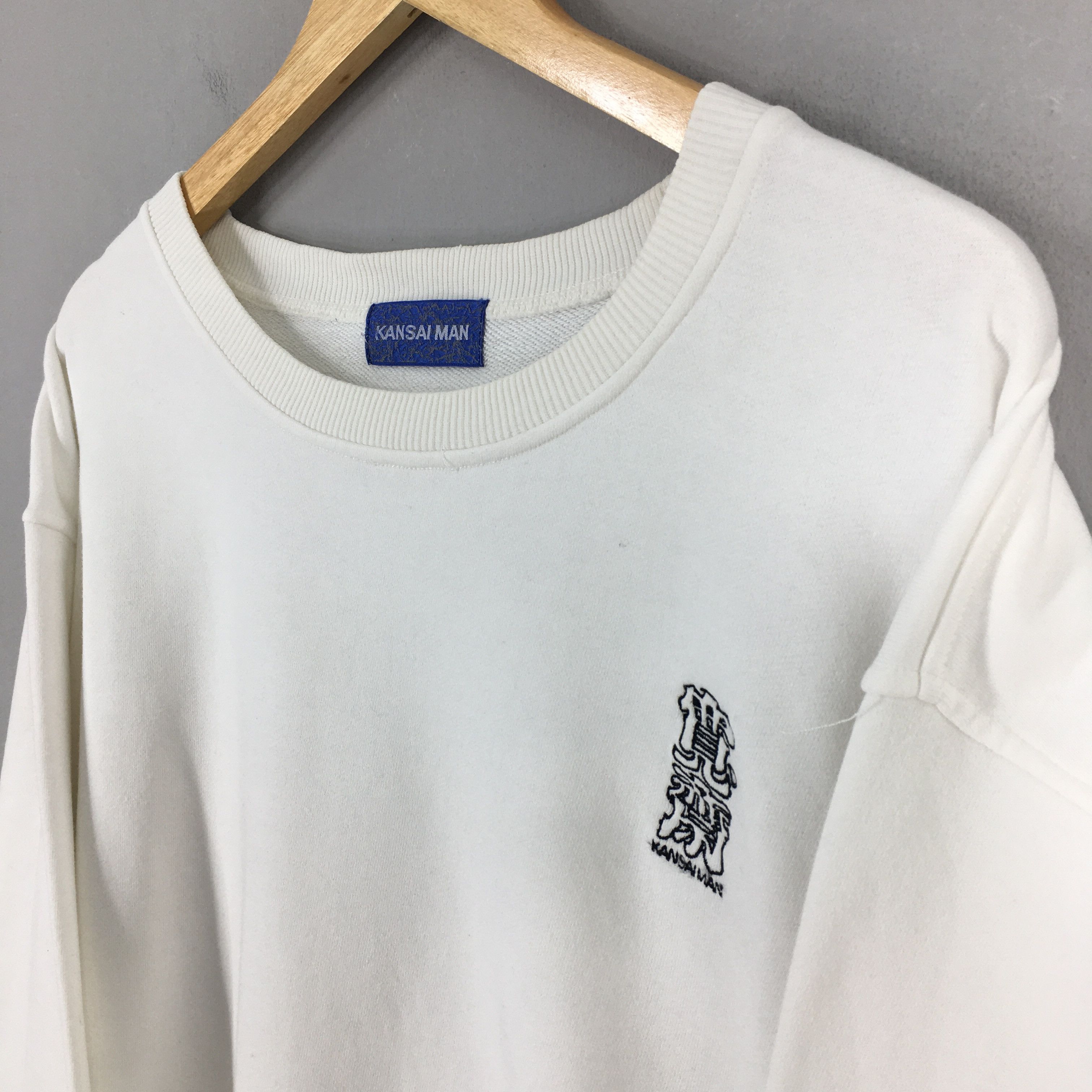 Japanese Brand Vintage 90's Kansai Man Japan White Sweatshirt Large Size US L / EU 52-54 / 3 - 3 Thumbnail