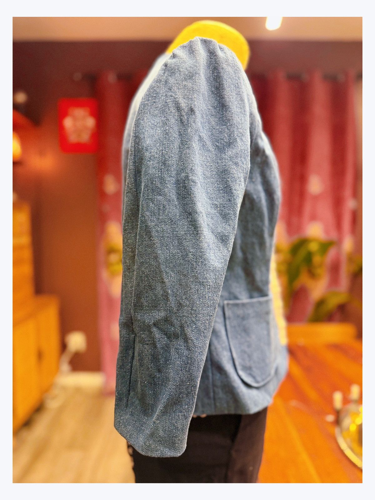 Other Chic Vintage-Style Denim Blazer with Ruffle Trim – Feminine Size M / US 6-8 / IT 42-44 - 6 Thumbnail