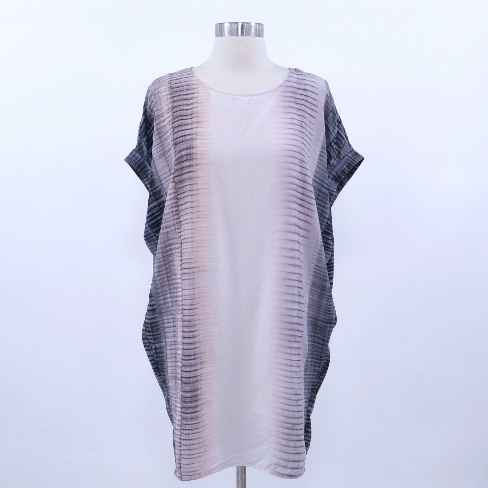 image of Allsaints Silk Tunic Dress Womens S Small Oversized Beige Pink Gray Sonny Dusk in White