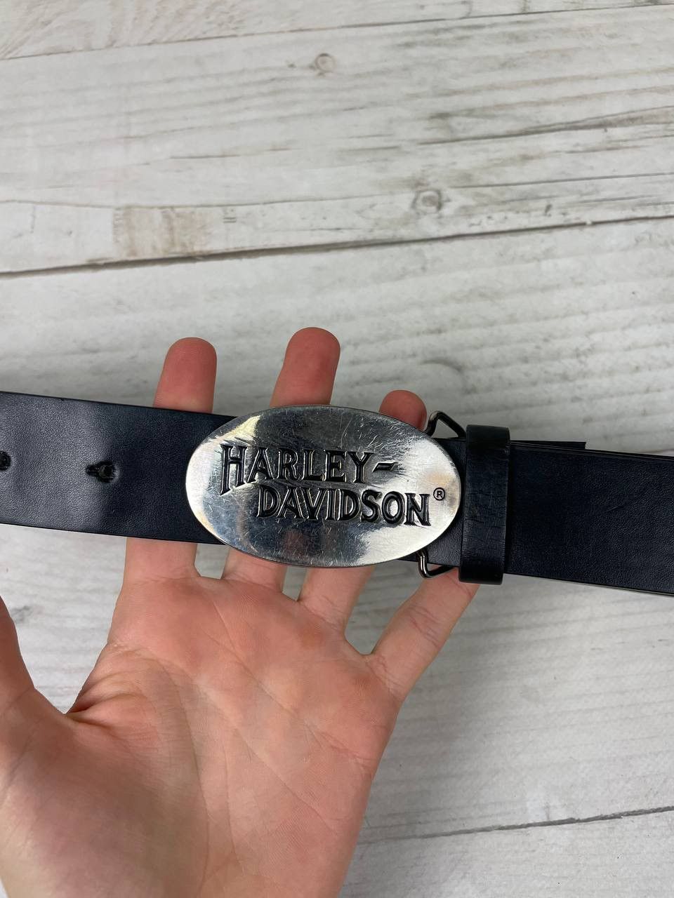 Harley Davidson Vintage Chrome Brass Harley Davidson Logo 1983 Leather Belts Size ONE SIZE - 4 Thumbnail