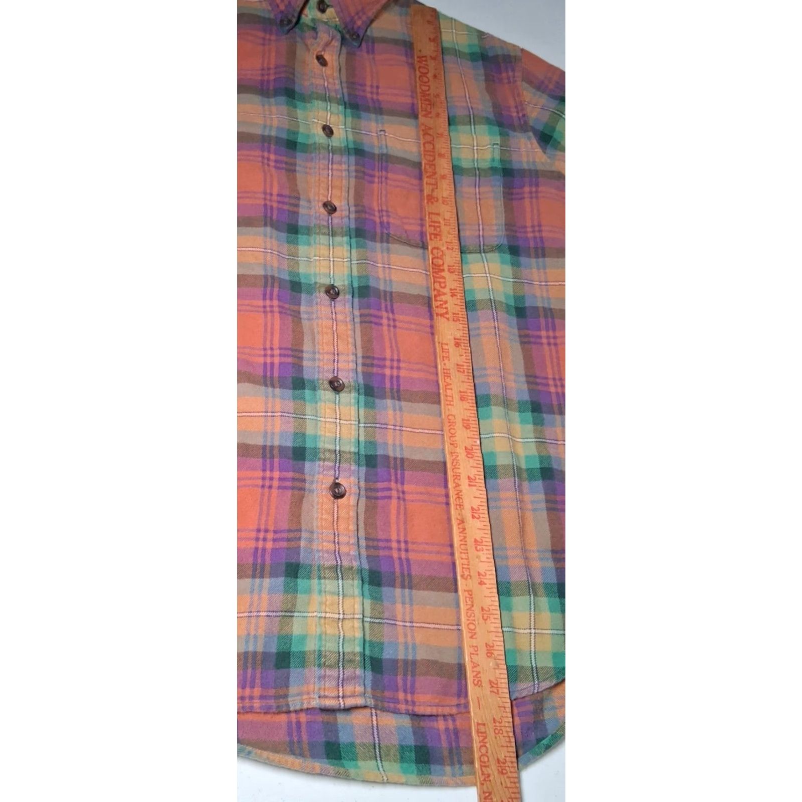 Lands' End Lands' End Flannel Shirt Men M 15-15 1/2 Rust Green Purple Button Down Workwear Plaid Long Sleeve Casual Size US M / EU 48-50 / 2 - 6 Thumbnail