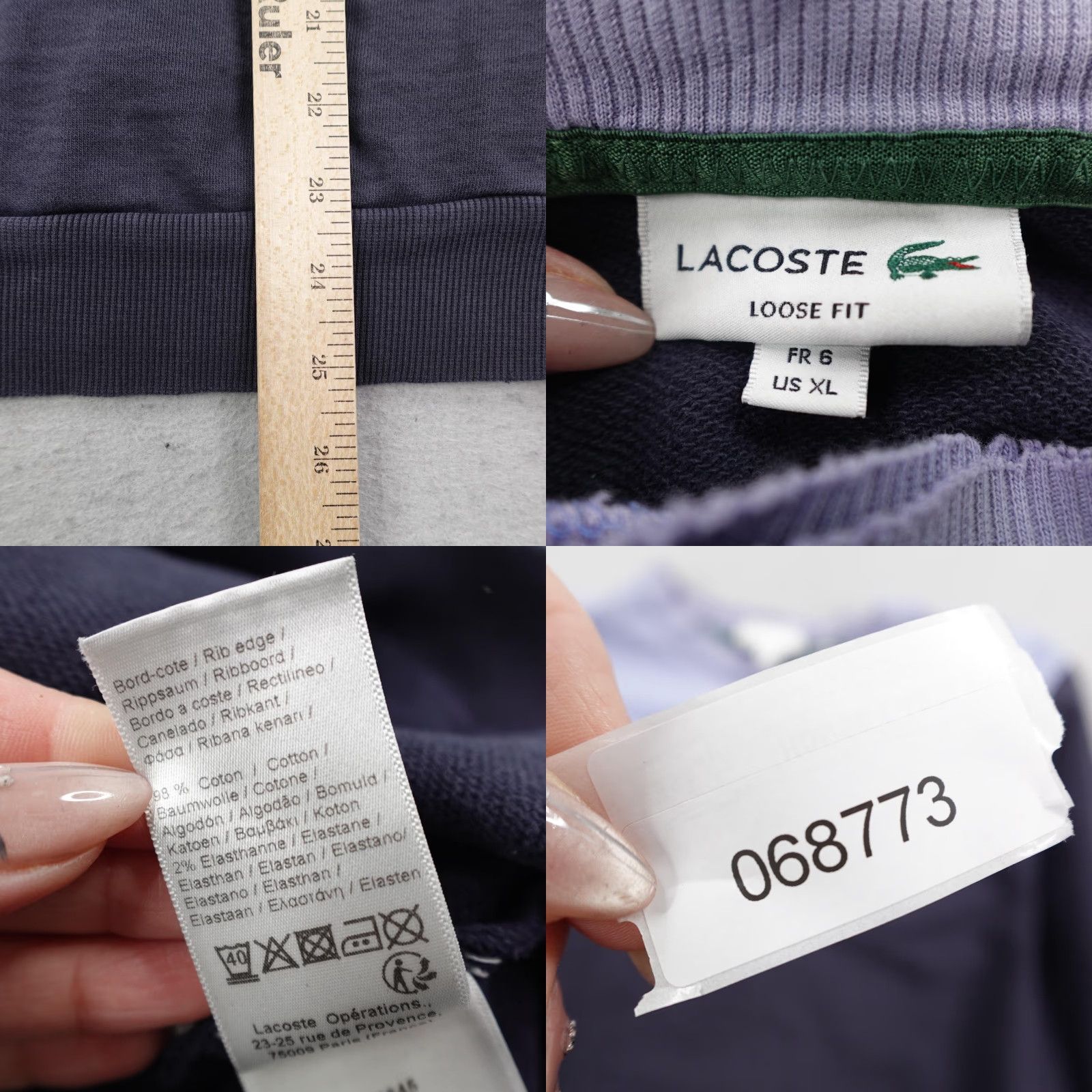 Lacoste Lacoste Sweatshirt Mens XL Blue Loose Fit Crew Croc Heritage Badge Distressed Logo Size US XL / EU 56 / 4 - 8 Thumbnail