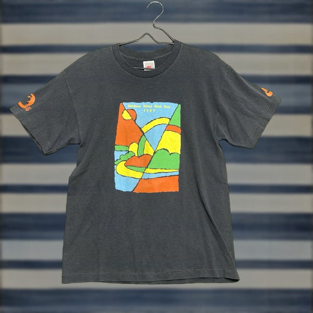 Nike VINTAGE Nike Graphic Shirt Men Medium 1990s Black Short Sleeve Sportswear Beach MLB Road Run Size US M / EU 48-50 / 2 - 1 Thumbnail