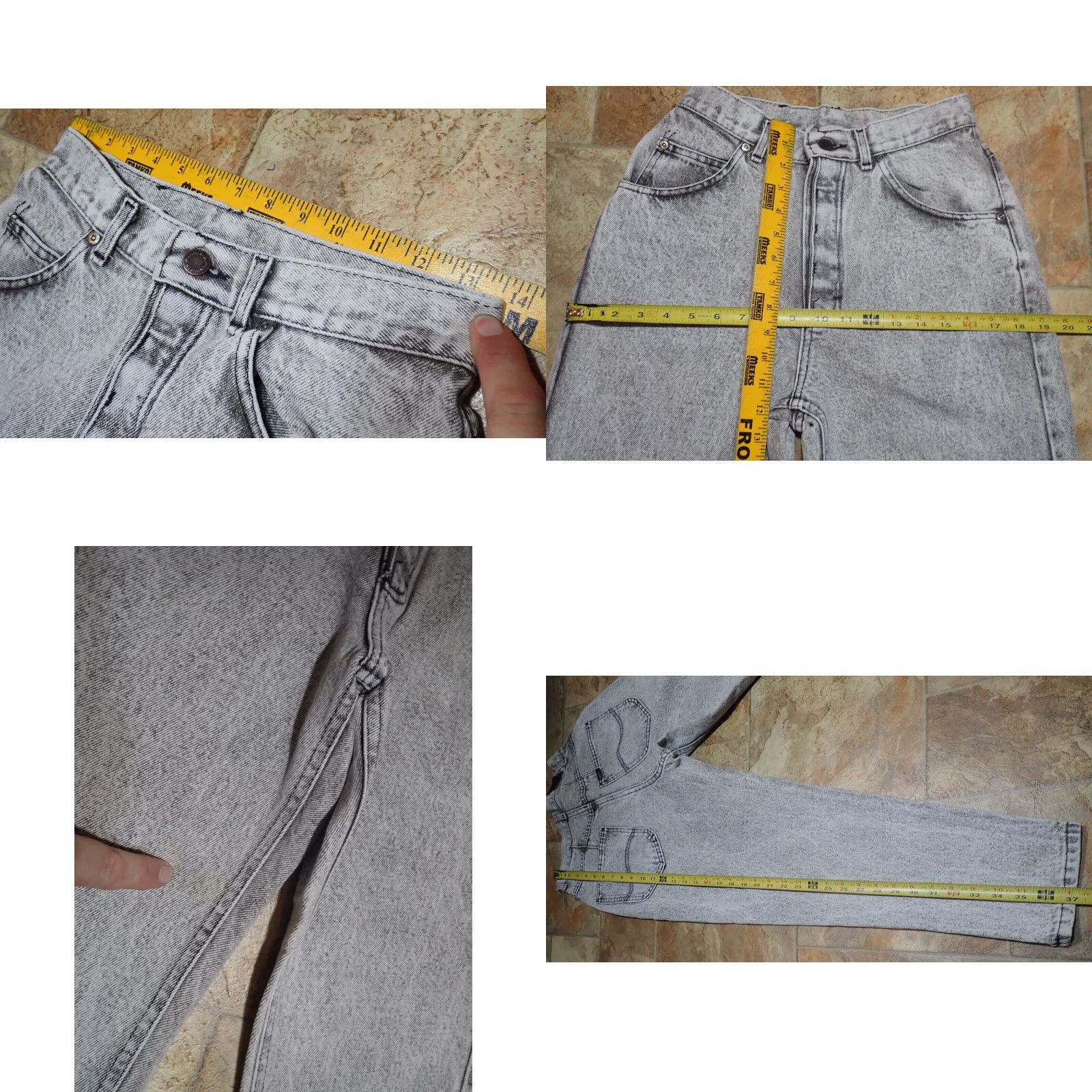 Lee VINTAGE Lee Riders Gray Acid Wash Mom Jeans 10 Womens 27x25 High Waisted 80s Union Made USA Size 32" / US 10 / IT 46 - 8 Thumbnail