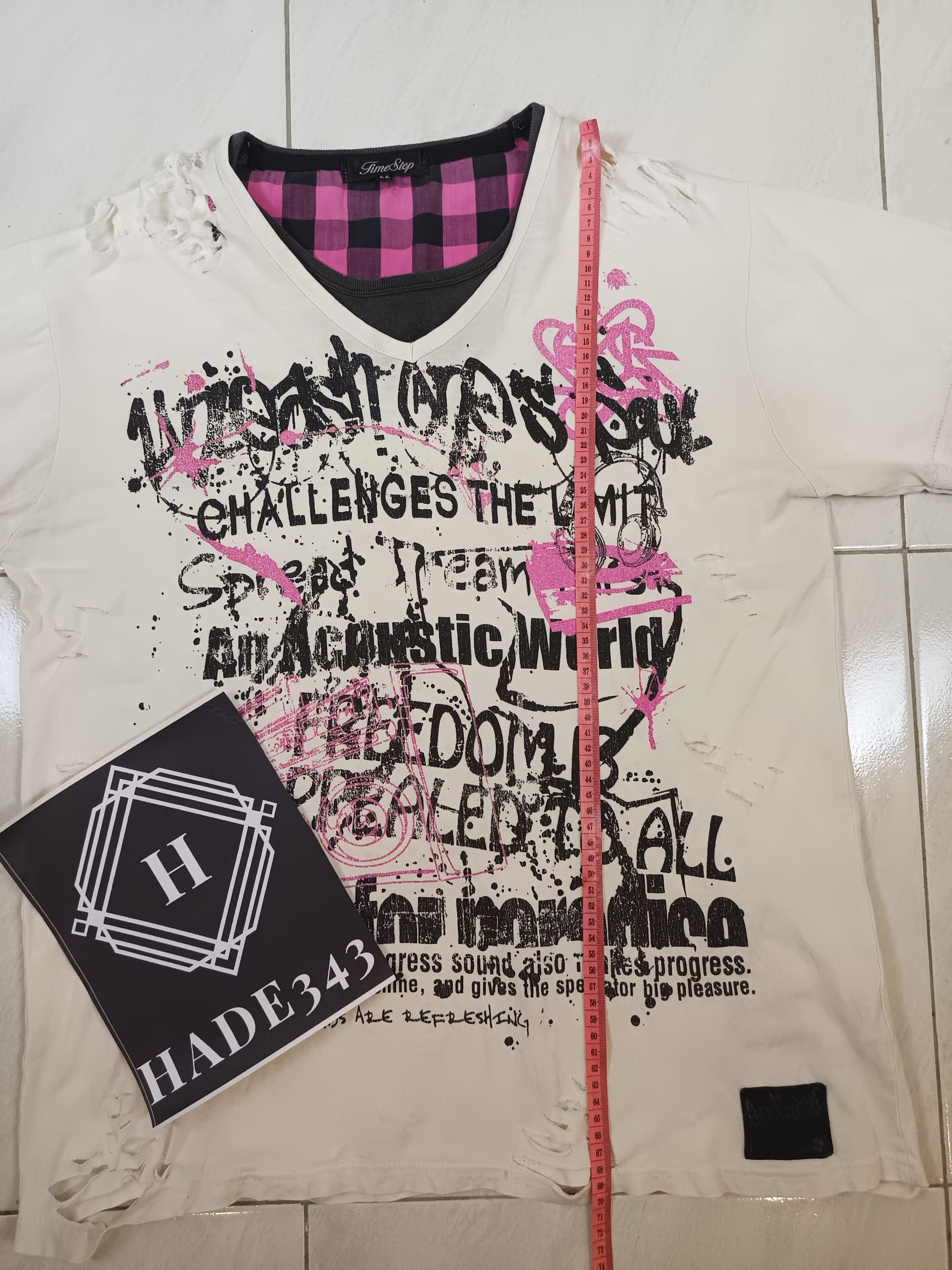 If Six Was Nine × Japanese Brand × Vintage Time Step POEM Print Distressed Tshirt Double Layer Size US XL / EU 56 / 4 - 7 Thumbnail