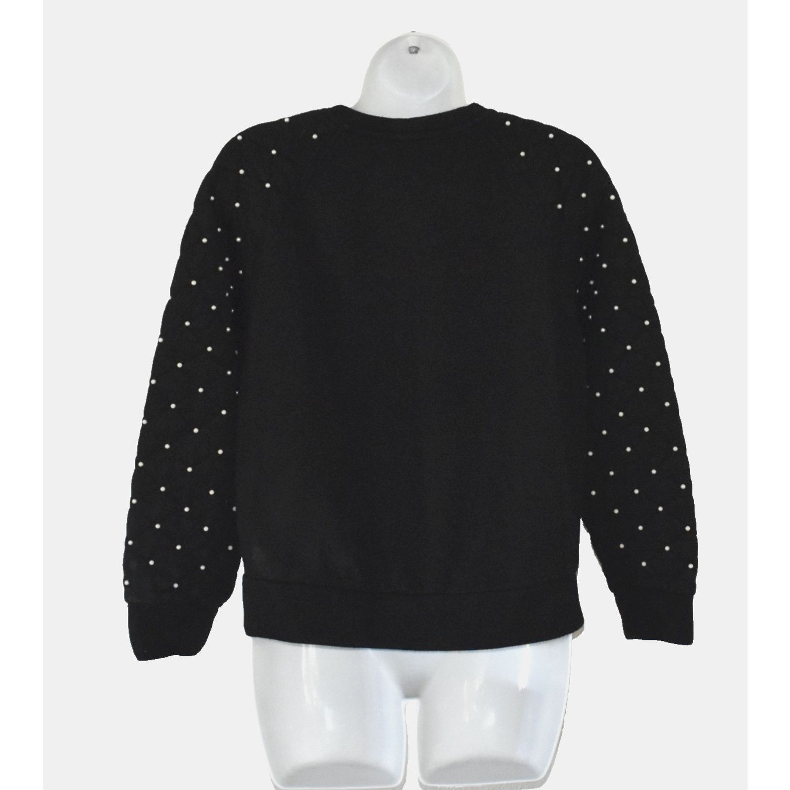 Maje MAJE Viscose Knit Quilted Pearl Decorated Sleeves Sweater 1 Size S / US 4 / IT 40 - 3 Thumbnail