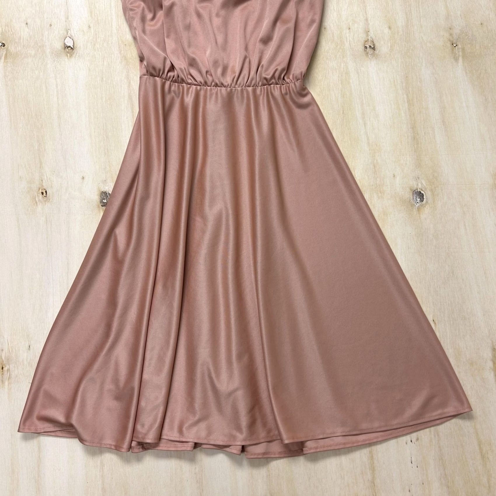 Vintage Y2K Dress Womens Small Beige Satin Slip Fit & Flare Midi Spaghetti Strap Party Size S / US 4 / IT 40 - 3 Thumbnail