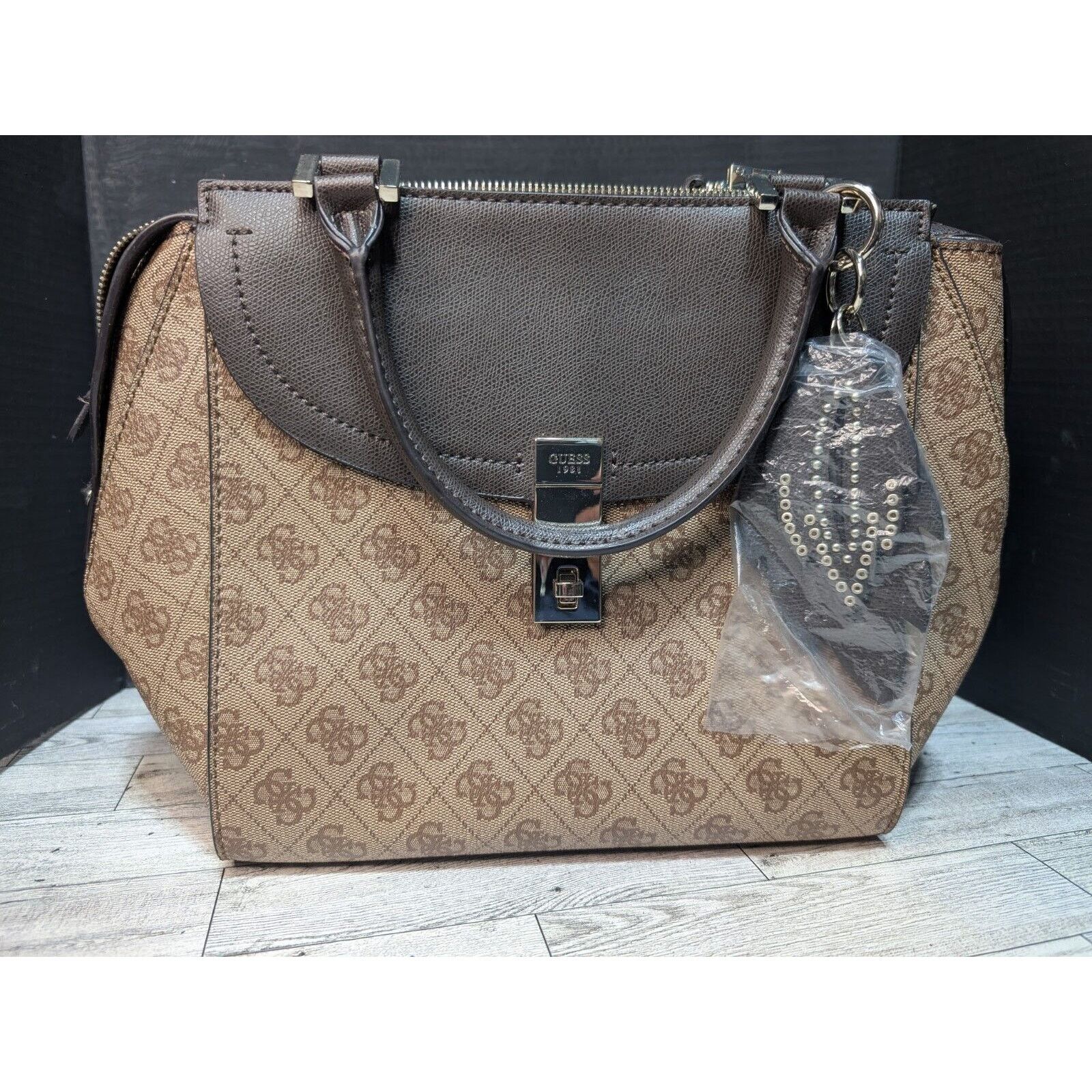 Guess Nissana Ladies Satchel Tote Brown Handbag Purse New, Women's