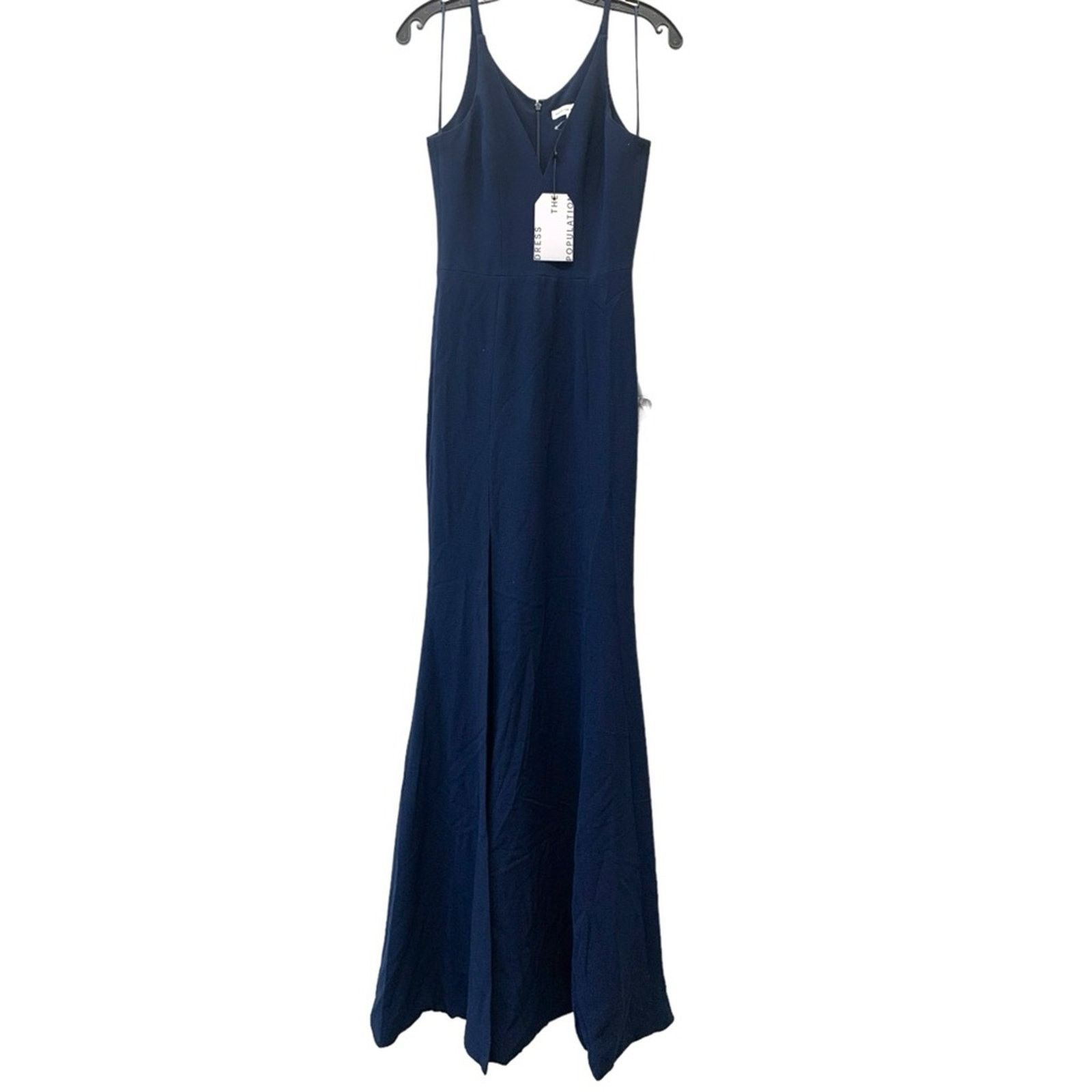 Dress the Population Dress The Population Iris V-Neck Slit Crepe Blue Gown XS Size XS / US 0-2 / IT 36-38 - 8 Thumbnail