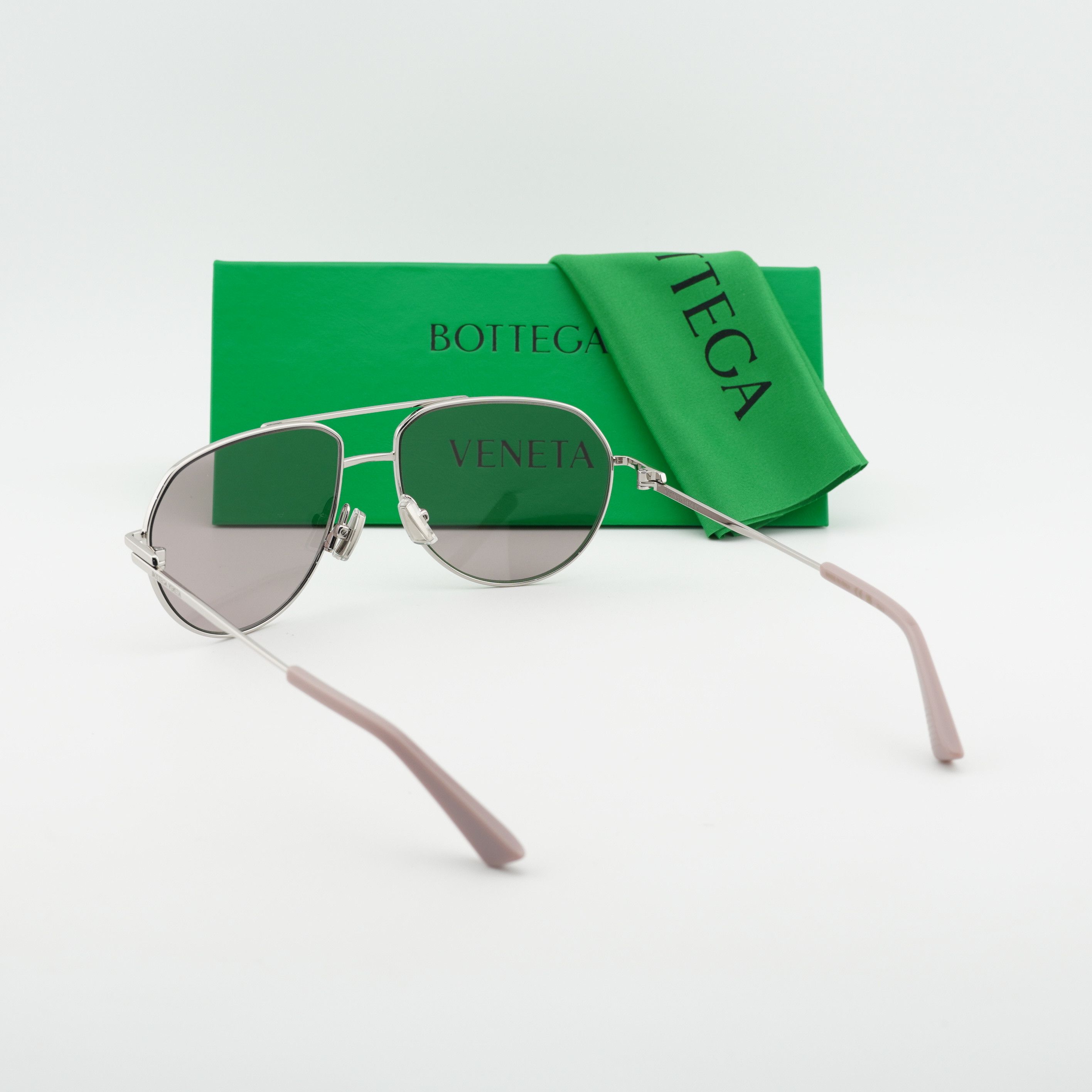 Bottega Veneta Bottega Veneta BV1302S 004 Unisex Sunglasses Silver Aviator Size ONE SIZE - 10 Thumbnail
