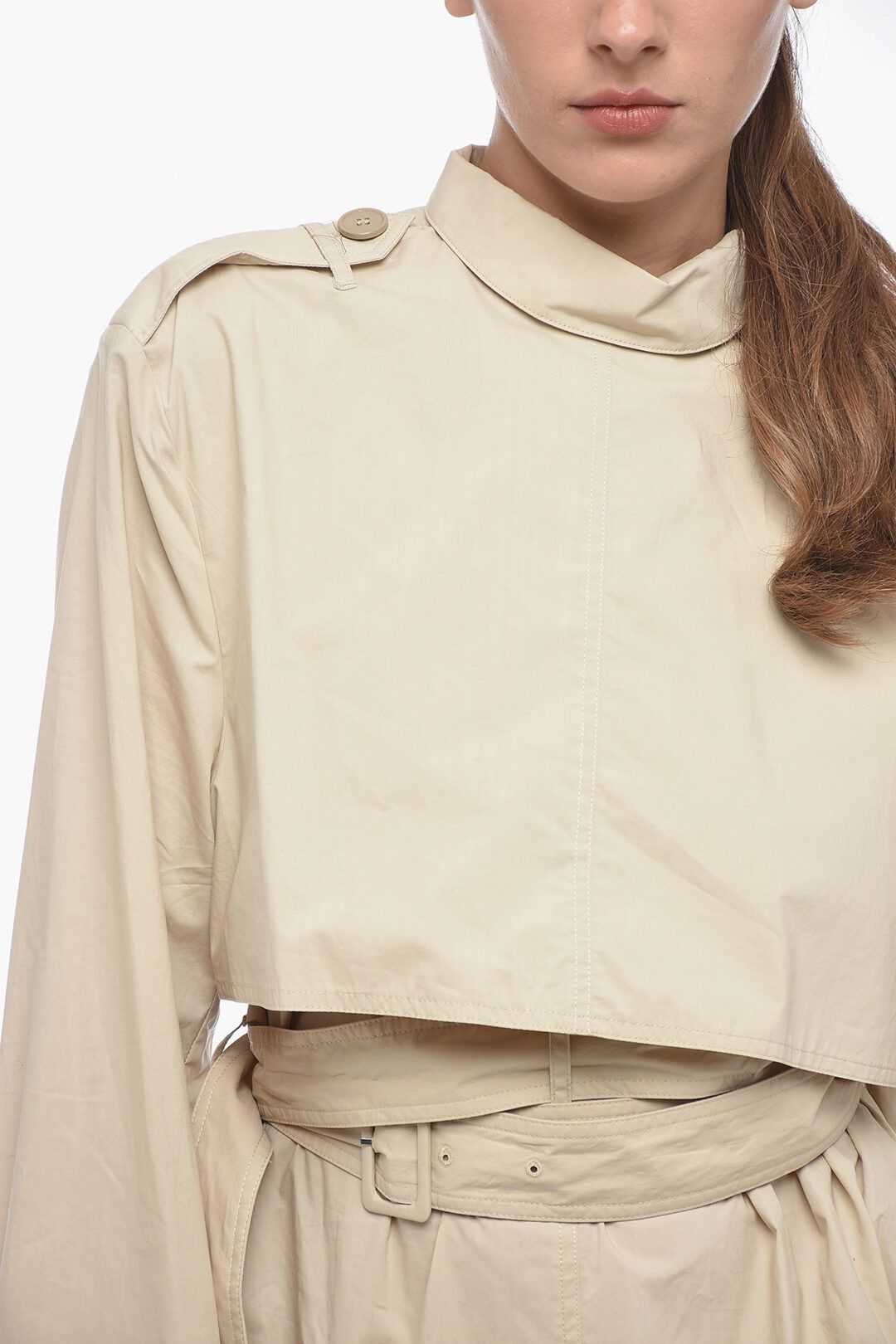 Maison Margiela og1mm1224 Trench-shaped Popeline Midi Dress in Beige Size M / US 6-8 / IT 42-44 - 3 Thumbnail