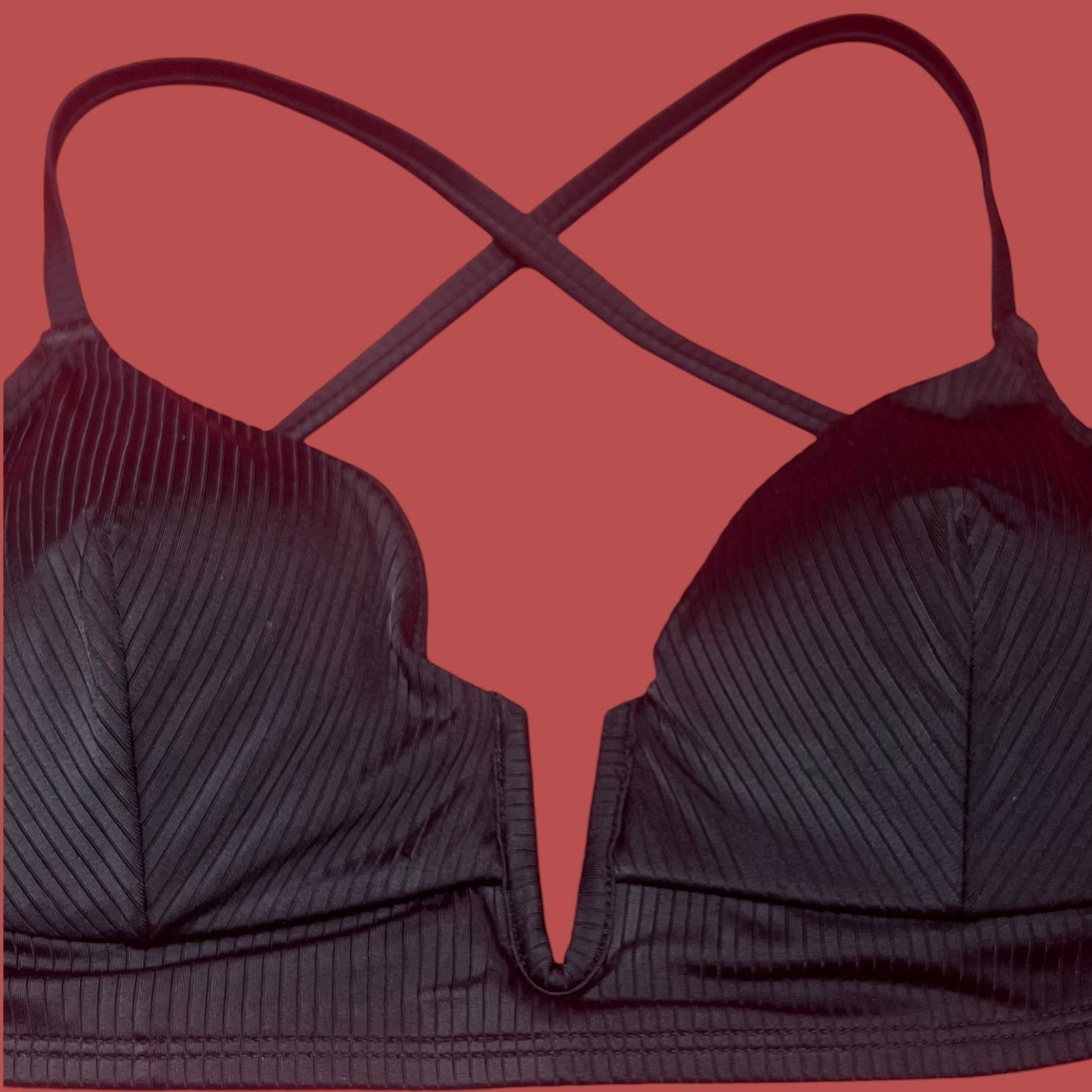 Other Shade & Shore - Women's Ribbed Longline V-Wire Bikini Top - Size ONE SIZE - 11 Thumbnail