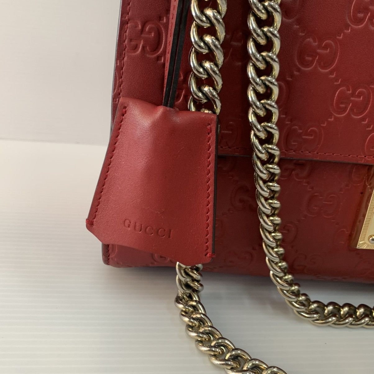 Gucci Gucci Red Leather Chain Shoulder Bag Size ONE SIZE - 5 Thumbnail