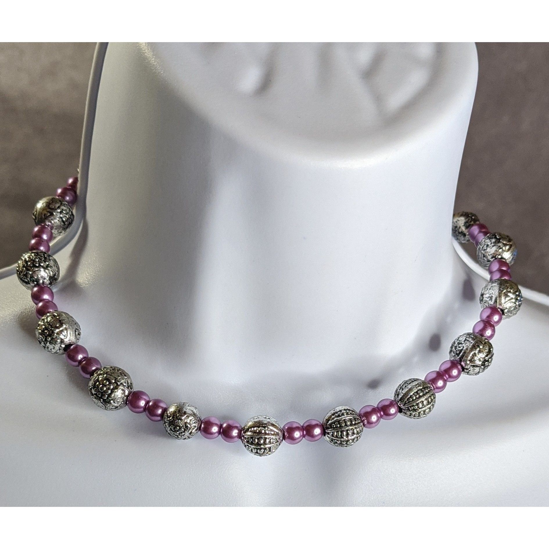Other Memory Wire Purple Faux Pearl & Silver-Tone Beaded Adjustabl Size ONE SIZE - 1 Thumbnail