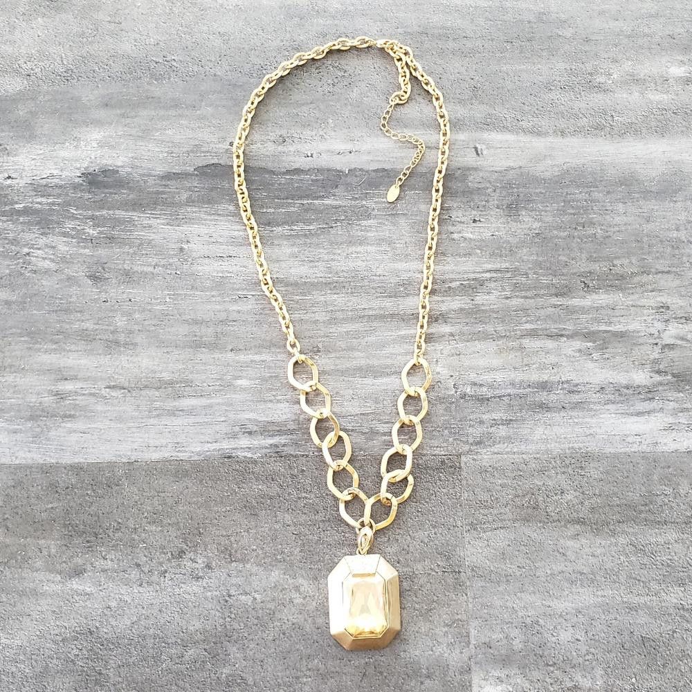 Designer Champagne Octagon Pendant Classic Necklace Size ONE SIZE - 1 Thumbnail