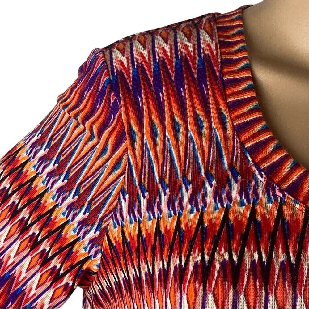 Other Premise Colorful Tunic Top L Red Orange Abstract Chevron Boh Size L / US 10 / IT 46 - 7 Thumbnail