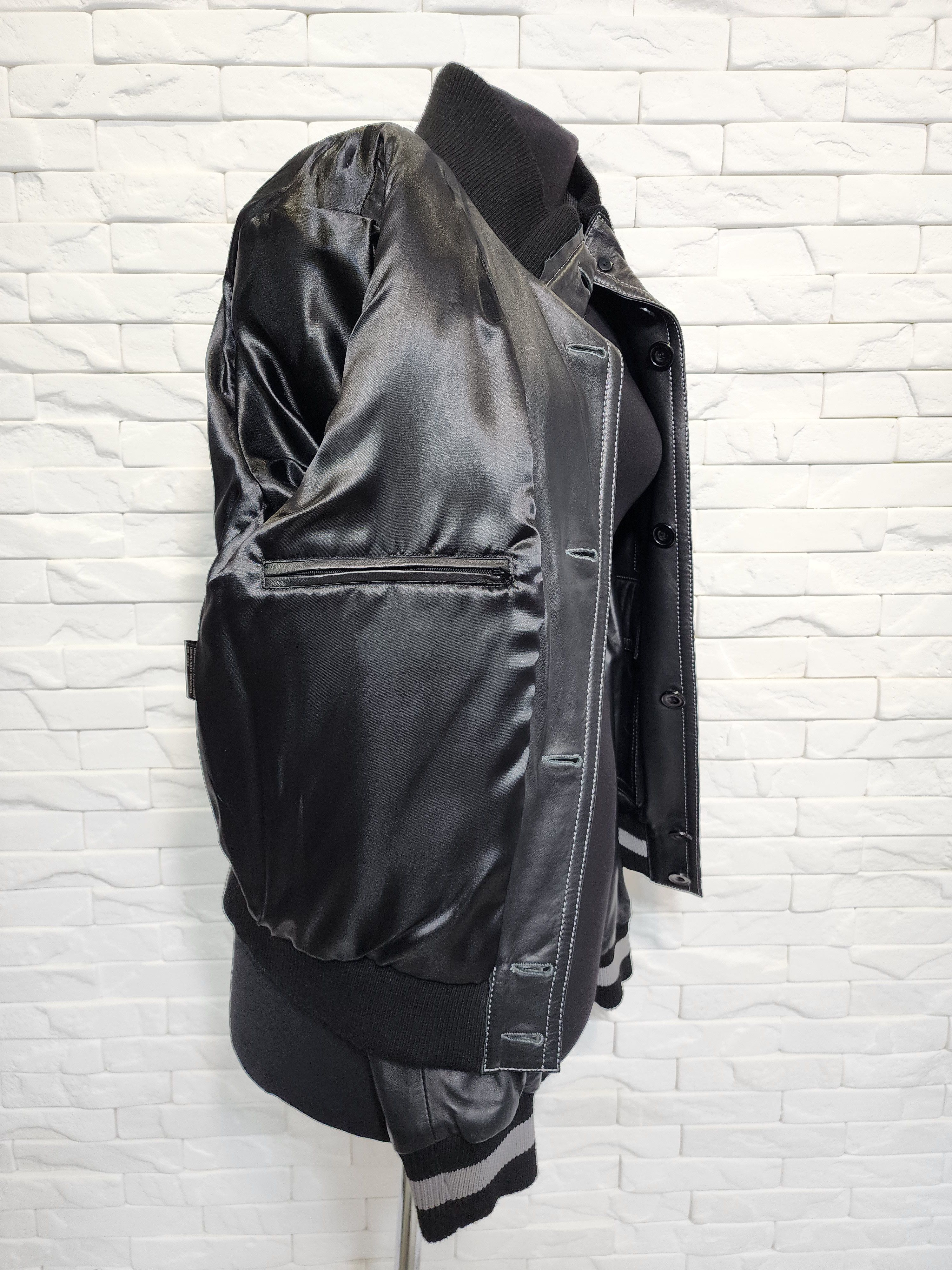 Genuine Leather Men's Black Genuine Leather Jacket: Buttoned Pockets Size US L / EU 52-54 / 3 - 8 Thumbnail