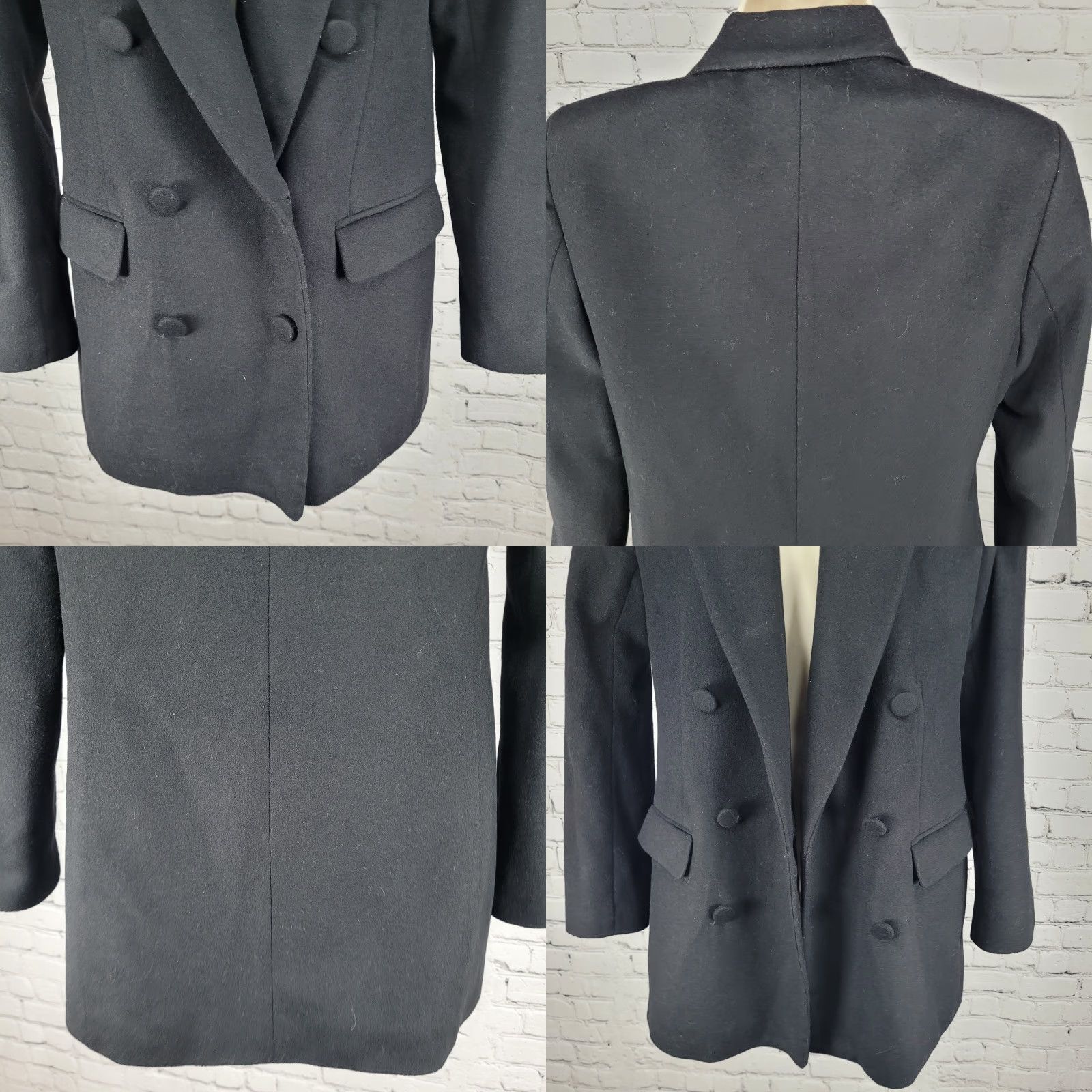 Zara Zara Woman Black Wool Blend Double Breasted Peak Blazer Jacket Pea Coat S Size S / US 4 / IT 40 - 8 Thumbnail