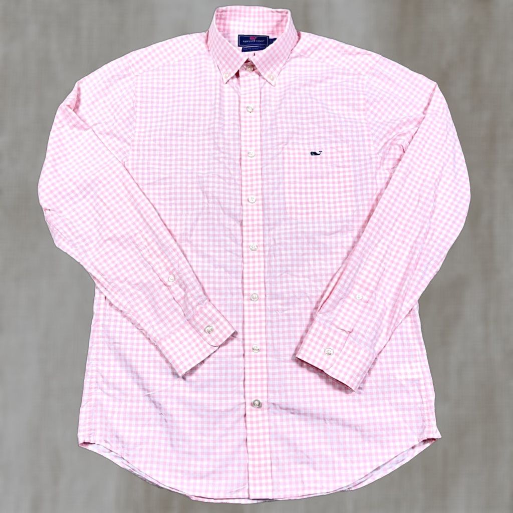 Vineyard Vines VINEYARD VINES Shirt Men Medium Pink Slim Fit Nylon Button Up Performance Check Size US M / EU 48-50 / 2 - 1 Thumbnail