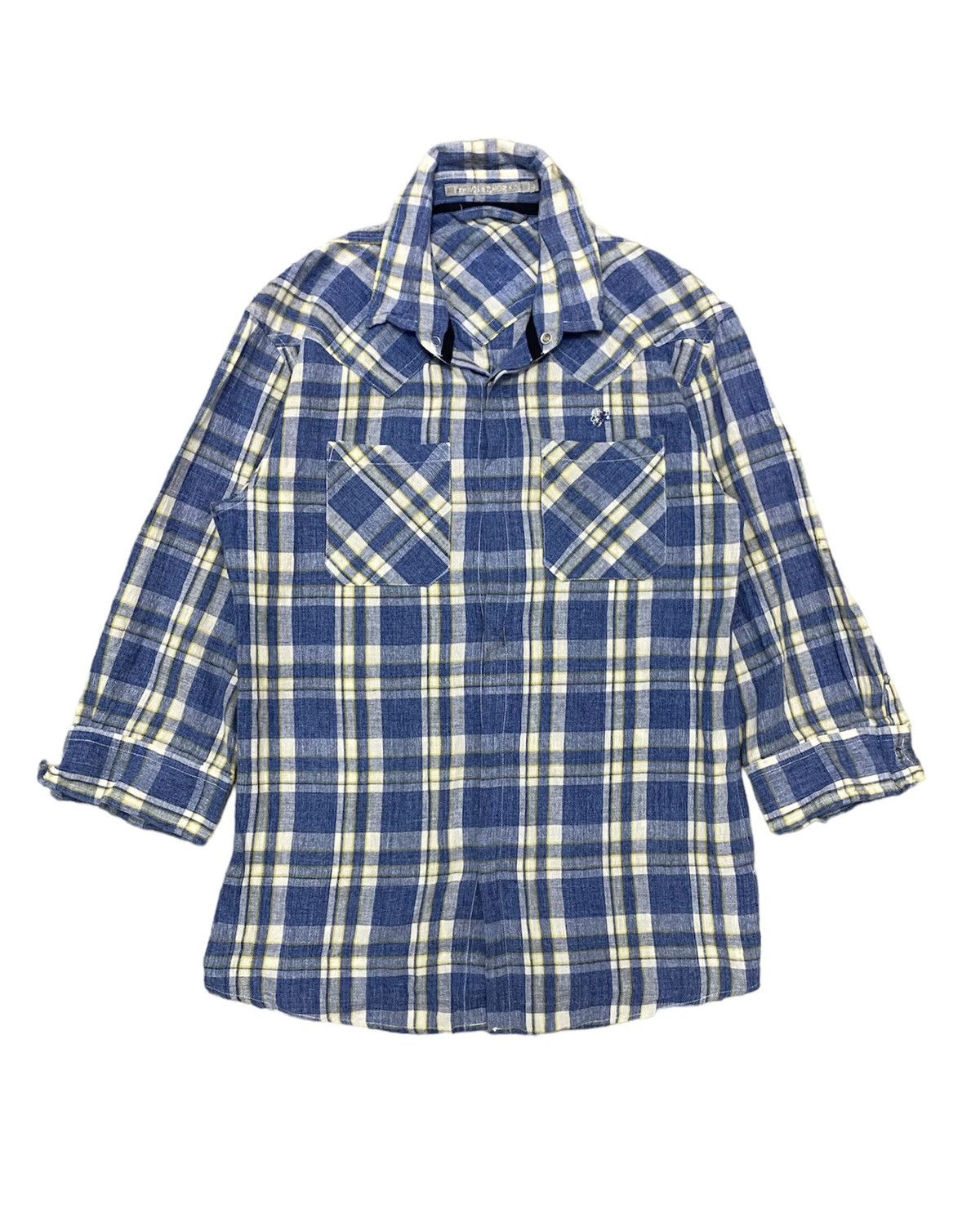 image of Francist Mor K S x Yasuyuki Ishii 2015 Francist Mor.k.s Japan Shadow Checked 3/4 Sleeve in Blue (Si