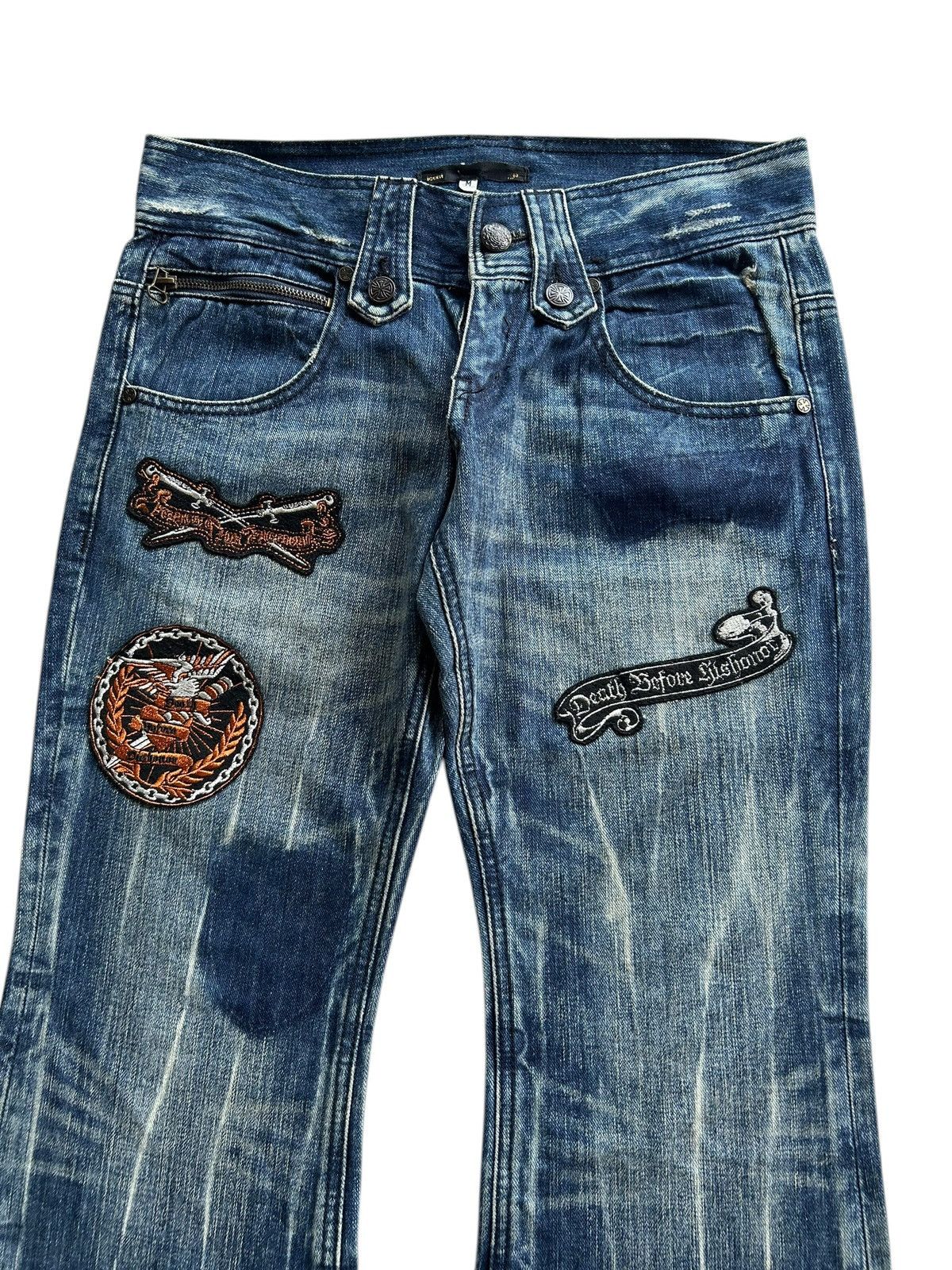 Kapital Flare Japanese Punk Style Distressed Denim Jeans Size US 32 / EU 48 - 3 Thumbnail