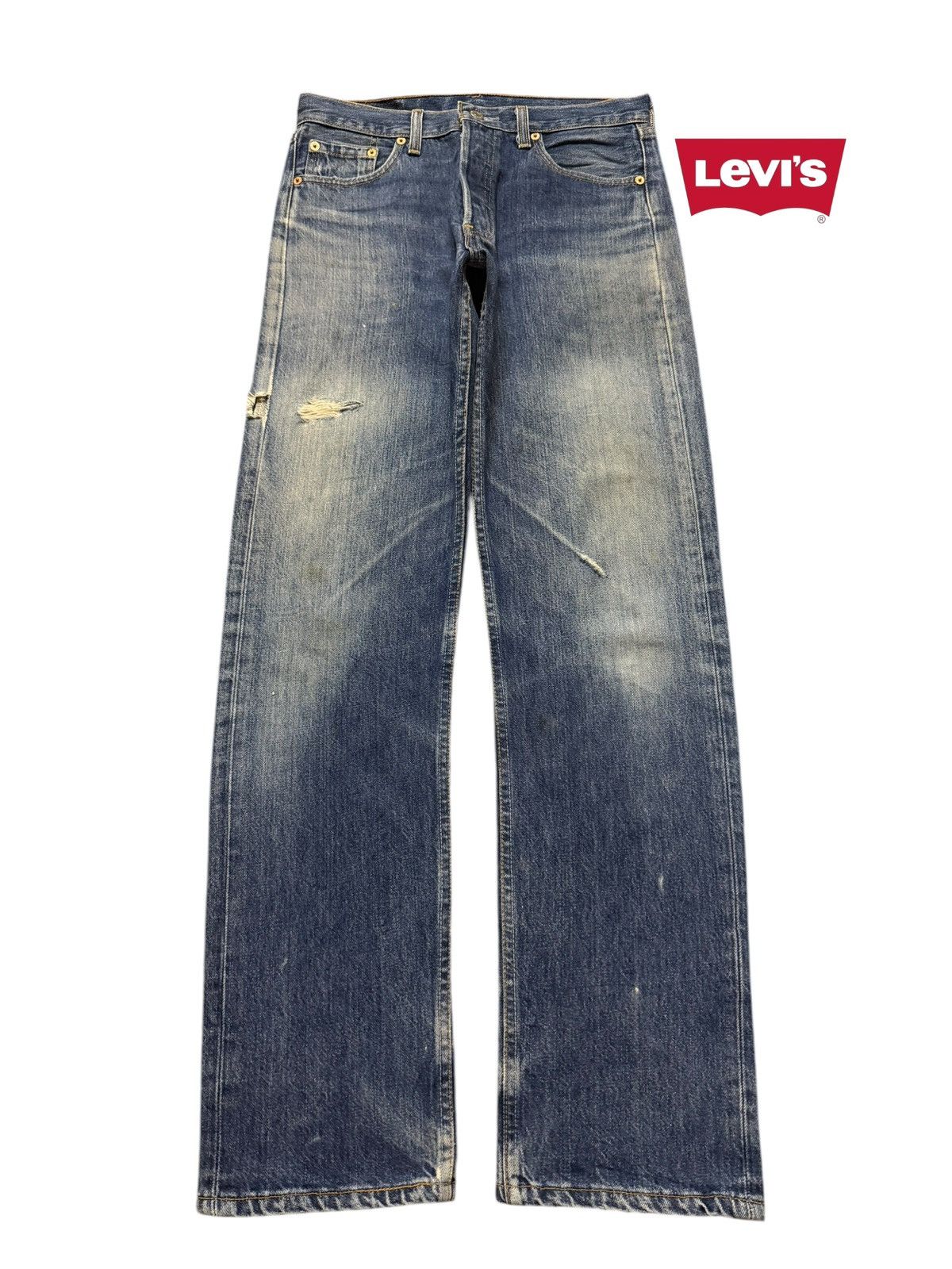 Levi's Vintage 90s Levis 501 Blue Faded Wash Distress Straight Leg Size US 30 / EU 46 - 1 Thumbnail