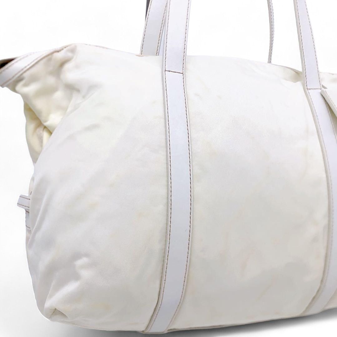 Prada Prada - White Nylon Handbag Triangle Logo Plate Size ONE SIZE - 7 Thumbnail