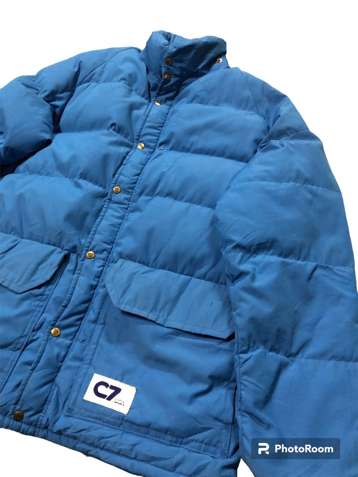 image of Outdoor Style Go Out x Vintage Camp 7 Puffer Goose Padded Down Jacket Talon Zipper in Blue (Size La