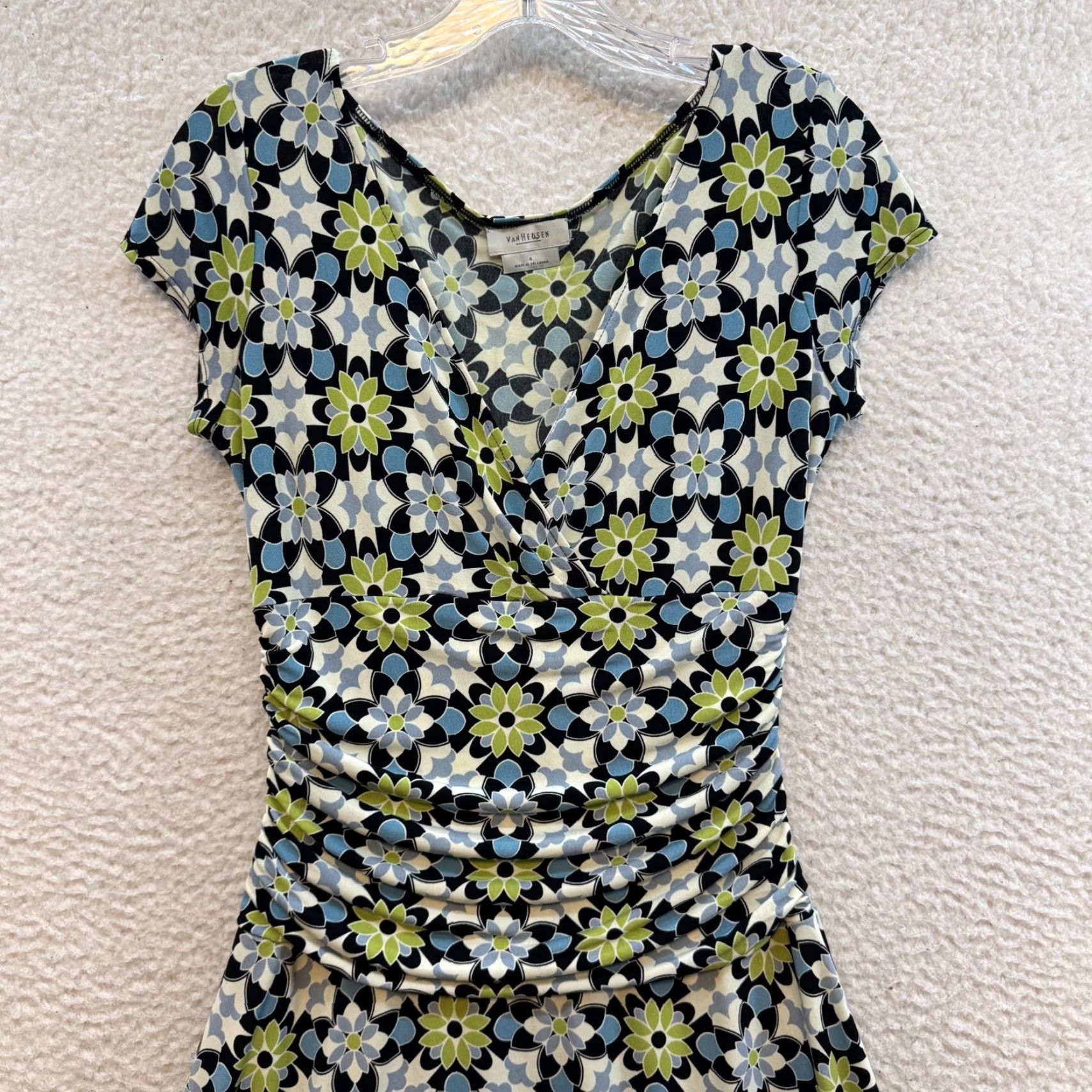 Van Heusen VINTAGE Y2K Van Heusen Dress 4 Small Medium Floral Geometric Groovy Slinky Stretch Retro Women/Men? Size S / US 4 / IT 40 - 3 Thumbnail