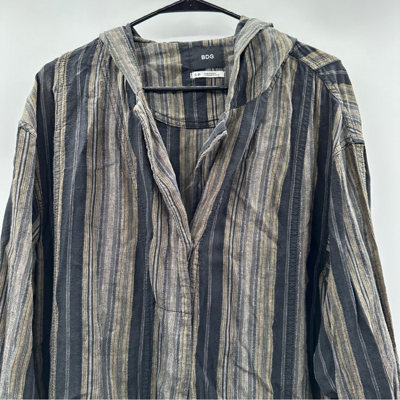 Urban Outfitters Urban Outfitters BDG Olive Green Black Stripe Hooded Jacket Size S / US 4 / IT 40 - 2 Thumbnail