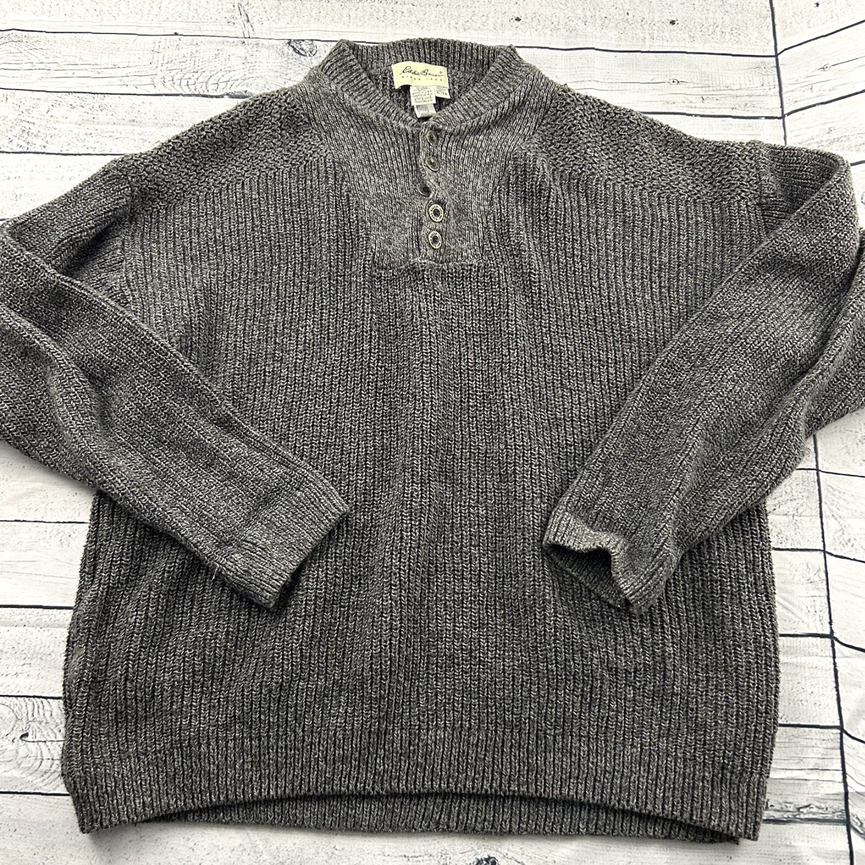 Eddie Bauer Vintage Eddie Bauer Sweater XL Gray Men's Cotton Henley Pullover USA Size US XL / EU 56 / 4 - 2 Thumbnail