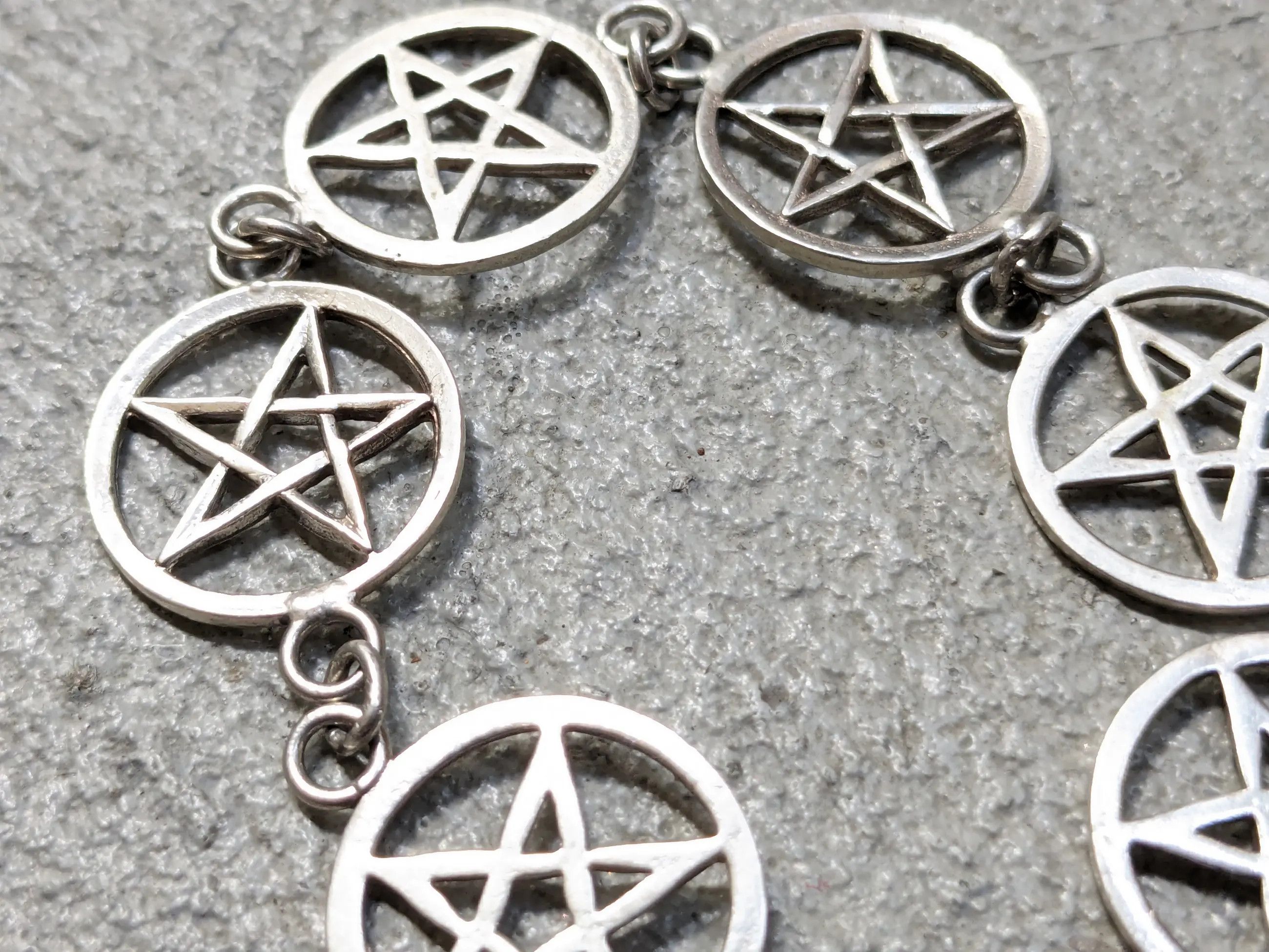 Sterling Silver × Vintage Vintage Sterling Silver Bracelet Star Pentagram Biker Punk Size ONE SIZE - 10 Thumbnail