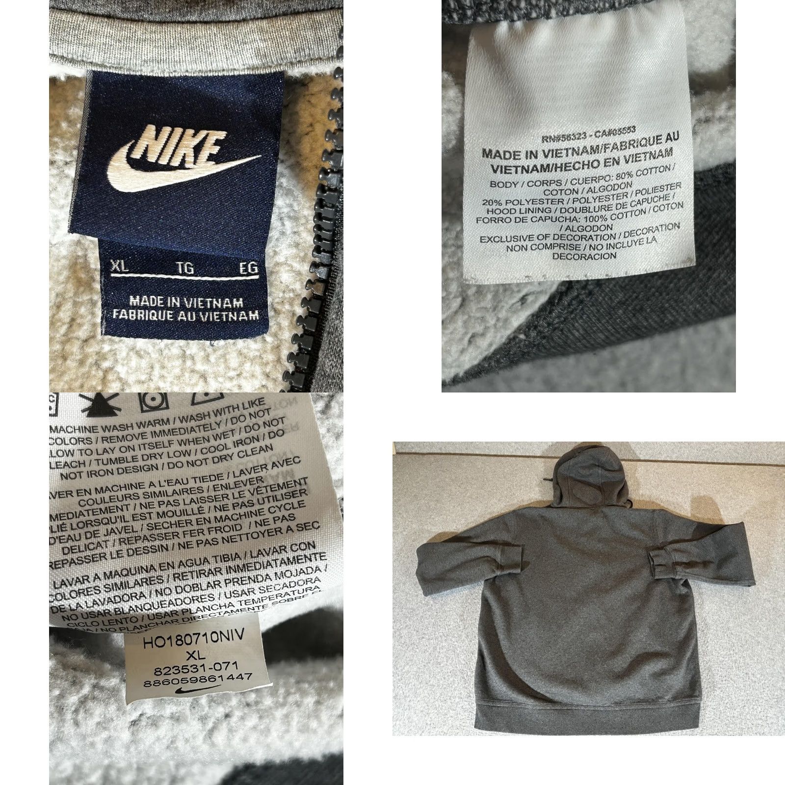 Nike Nike Jacket Mens XL Gray Full Zip Hoodie Lined Sweatshirt Sportswear Size US XL / EU 56 / 4 - 8 Thumbnail