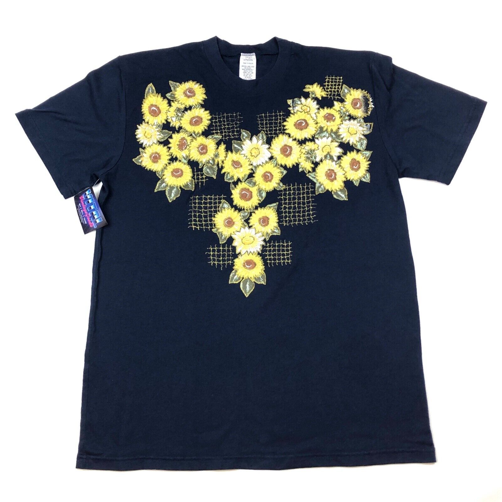 Vintage Vintage 90s Flowers Garden Navy Blue Tee T Shirt Large L Size US L / EU 52-54 / 3 - 1 Thumbnail