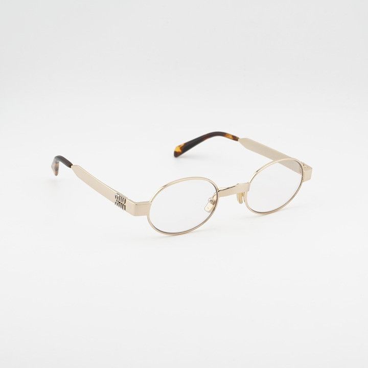 Miu Miu Miu Miu MUB51S 5AK10W Sunglasses Gold Oval Frame, Clear Size ONE SIZE - 5 Thumbnail
