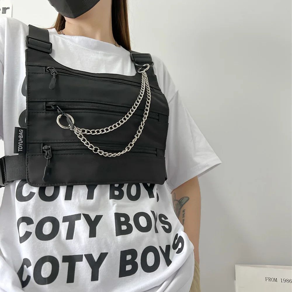 Japanese Brand chest Fanny pack streetwear large capacity tactical vest bag Size ONE SIZE - 4 Thumbnail
