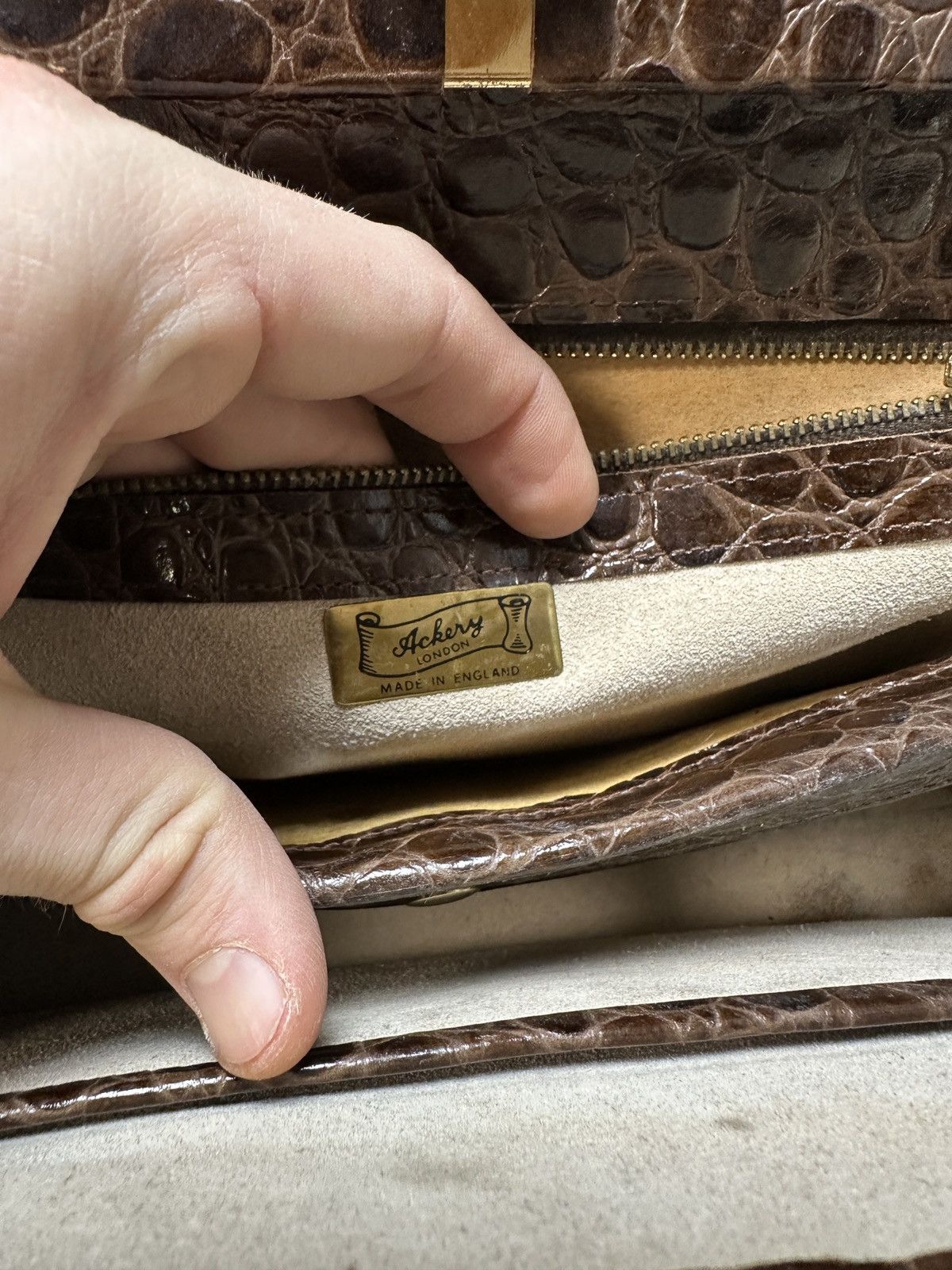 Vintage Vintage Ackery London Leather Bag Crocodile 80s Women Lux Size ONE SIZE - 5 Thumbnail