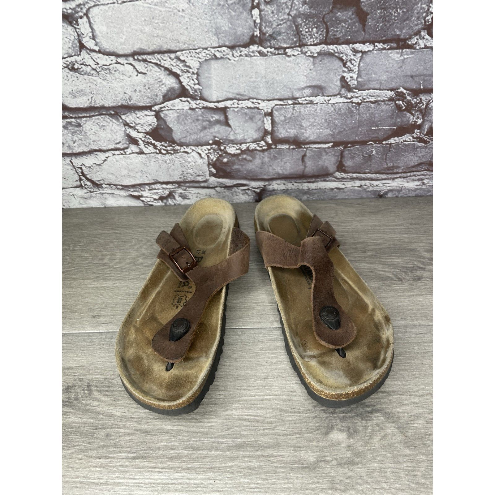 Birkenstock Betula Birkenstock Gizeh Brown Leather Cork Thong Sandals Wo Size US 8 / IT 38 - 18 Thumbnail