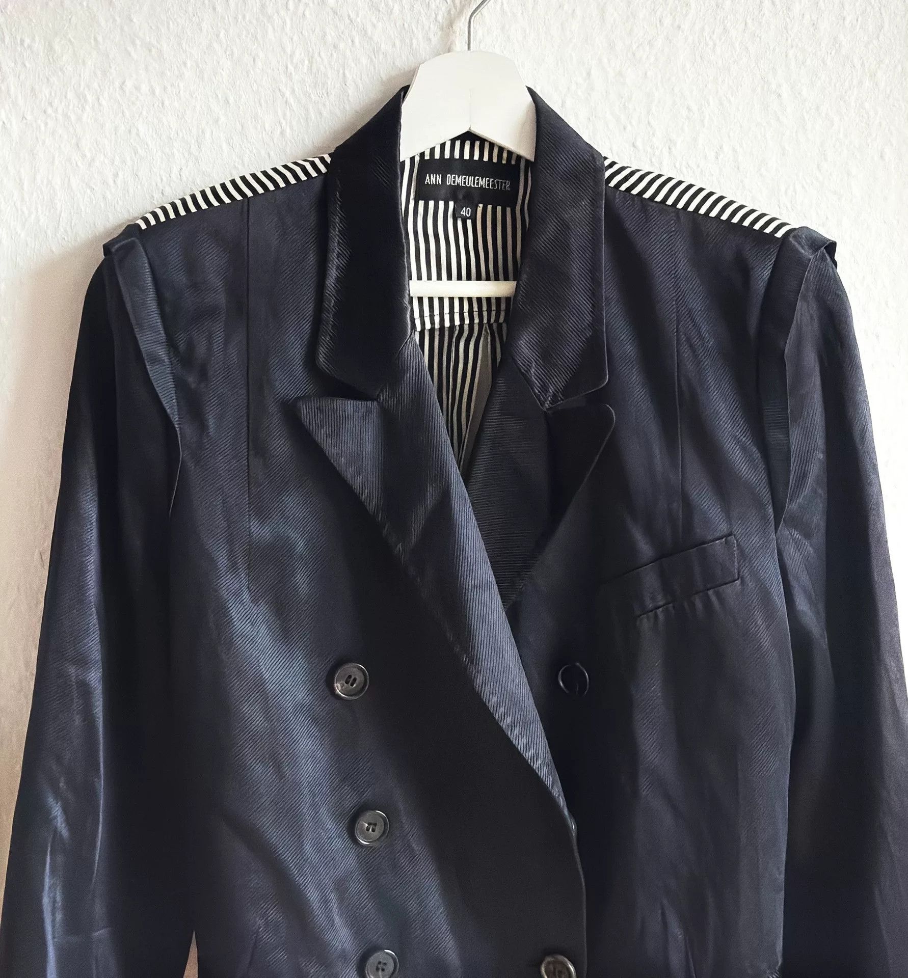 Ann Demeulemeester Ann Demeulemeester Navy Striped Army Jacket Size US XXS / EU 40 - 2 Thumbnail